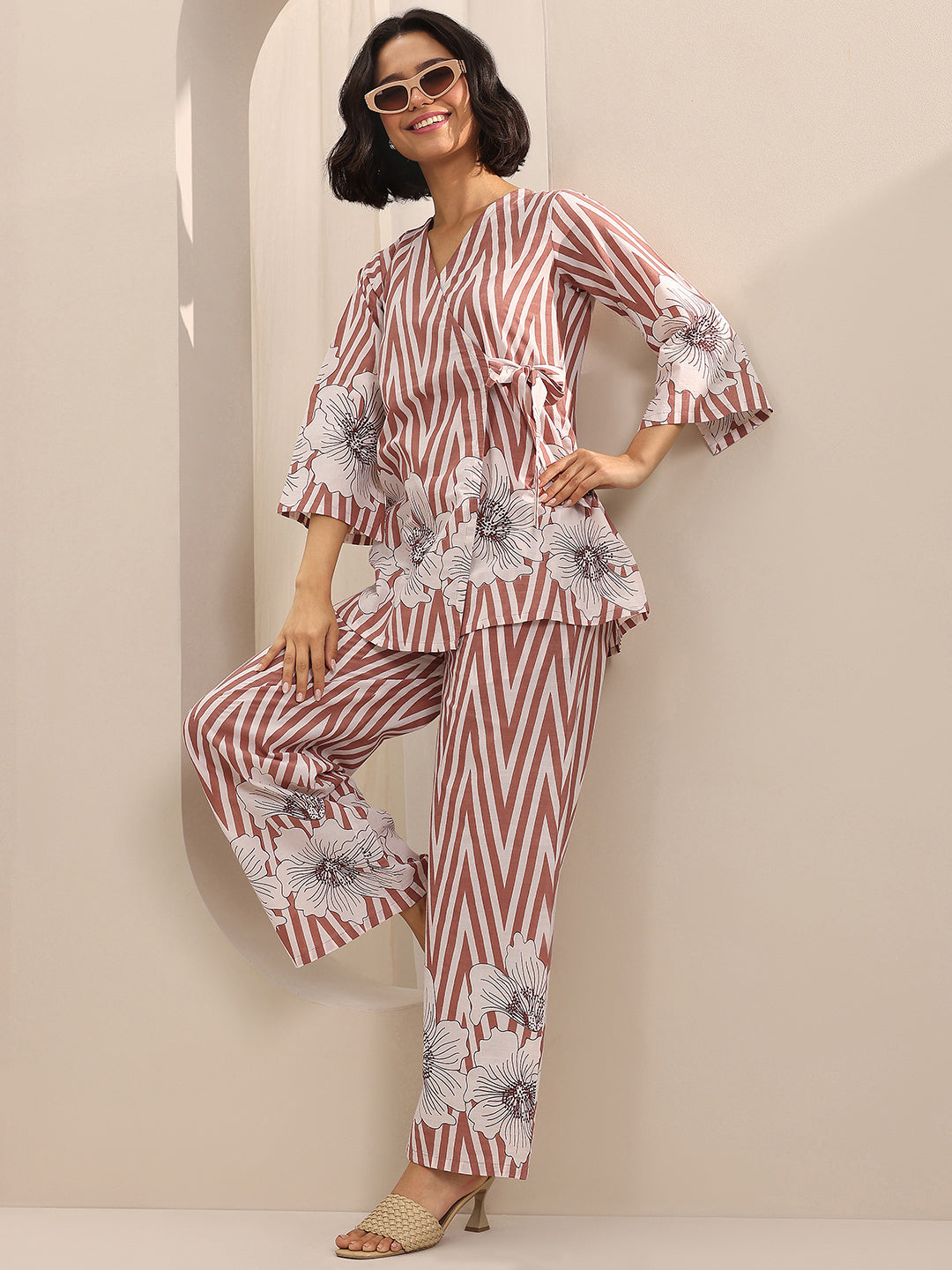 Brown Printed Cotton Co-Ord Sets