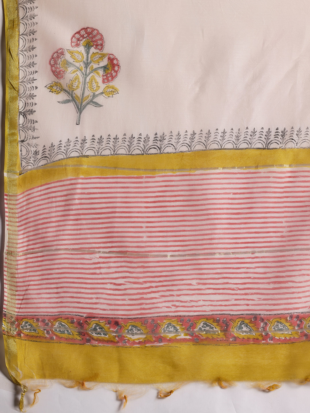 Yellow Printed Cotton Straight Suit With Dupatta