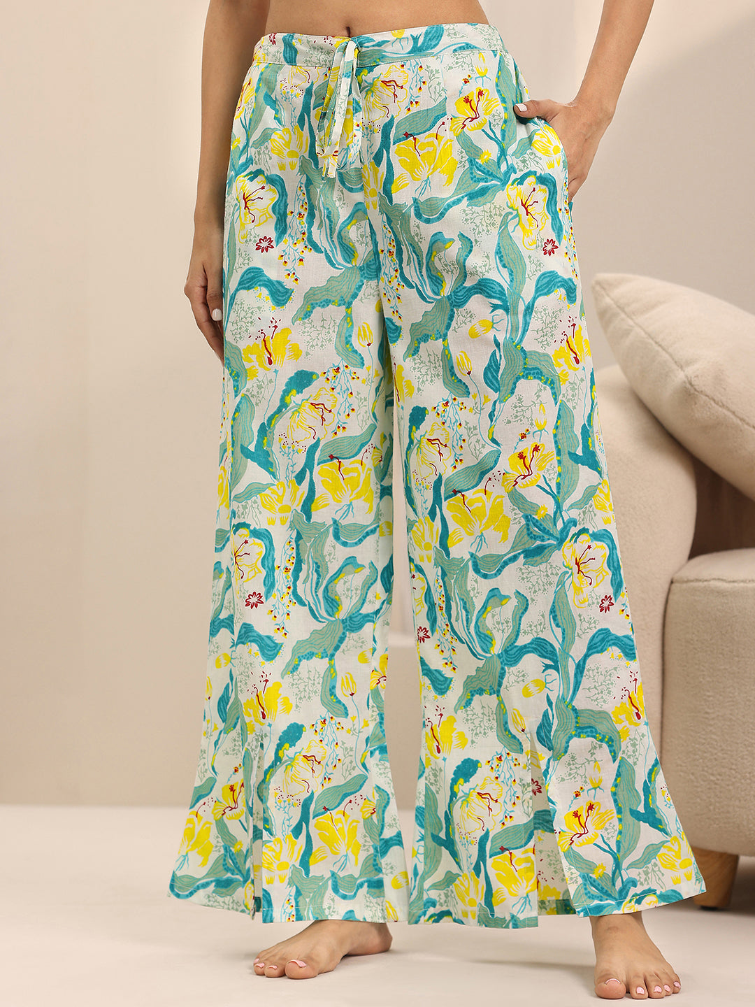 Off white Printed Cotton Night Suits