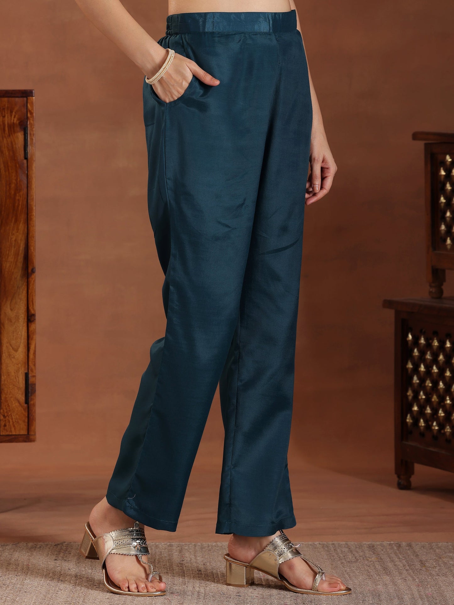 Green Embroidered Organza Straight Suit With Dupatta