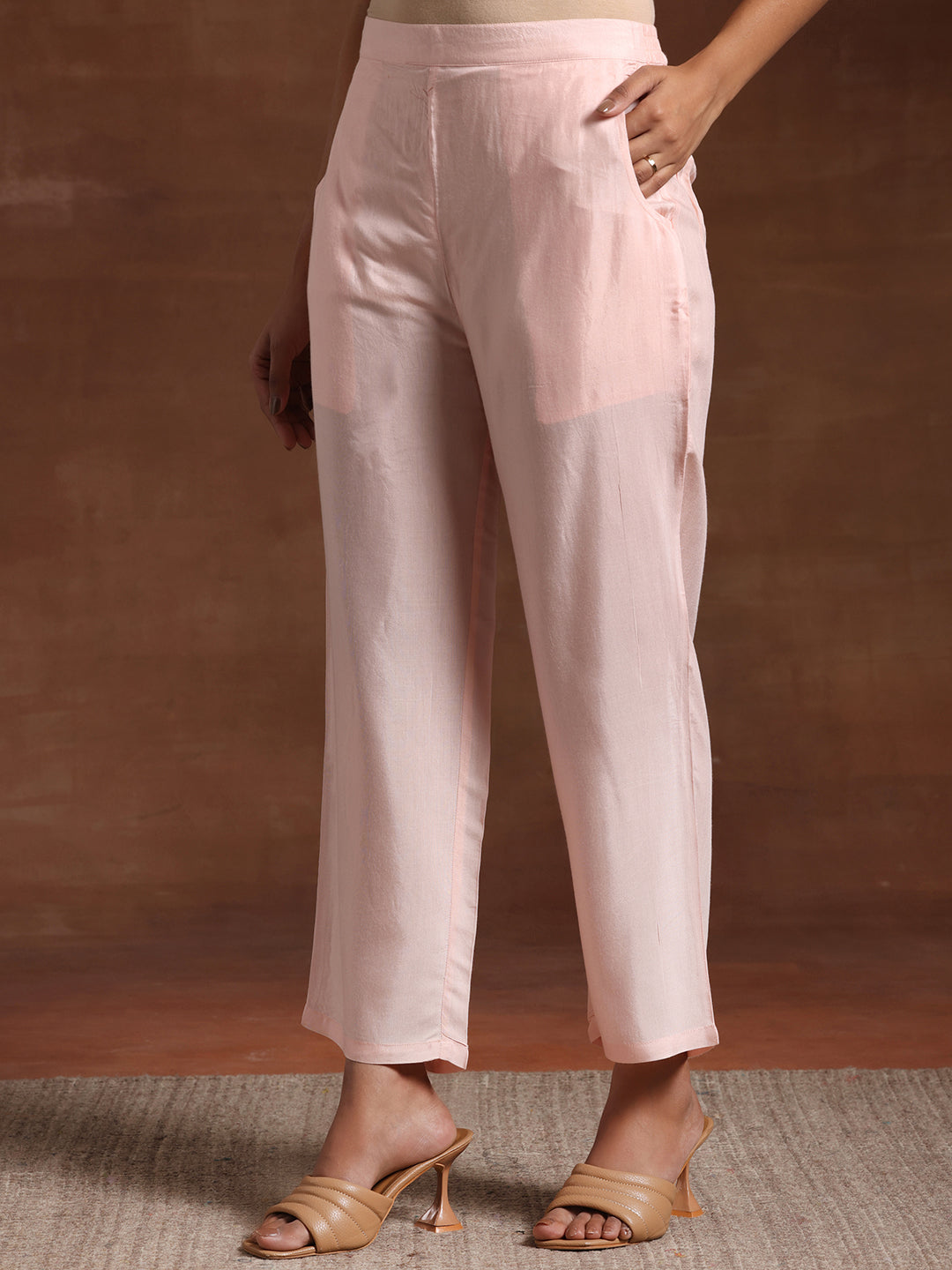 Pink Printed Silk Blend Straight Suit With Dupatta