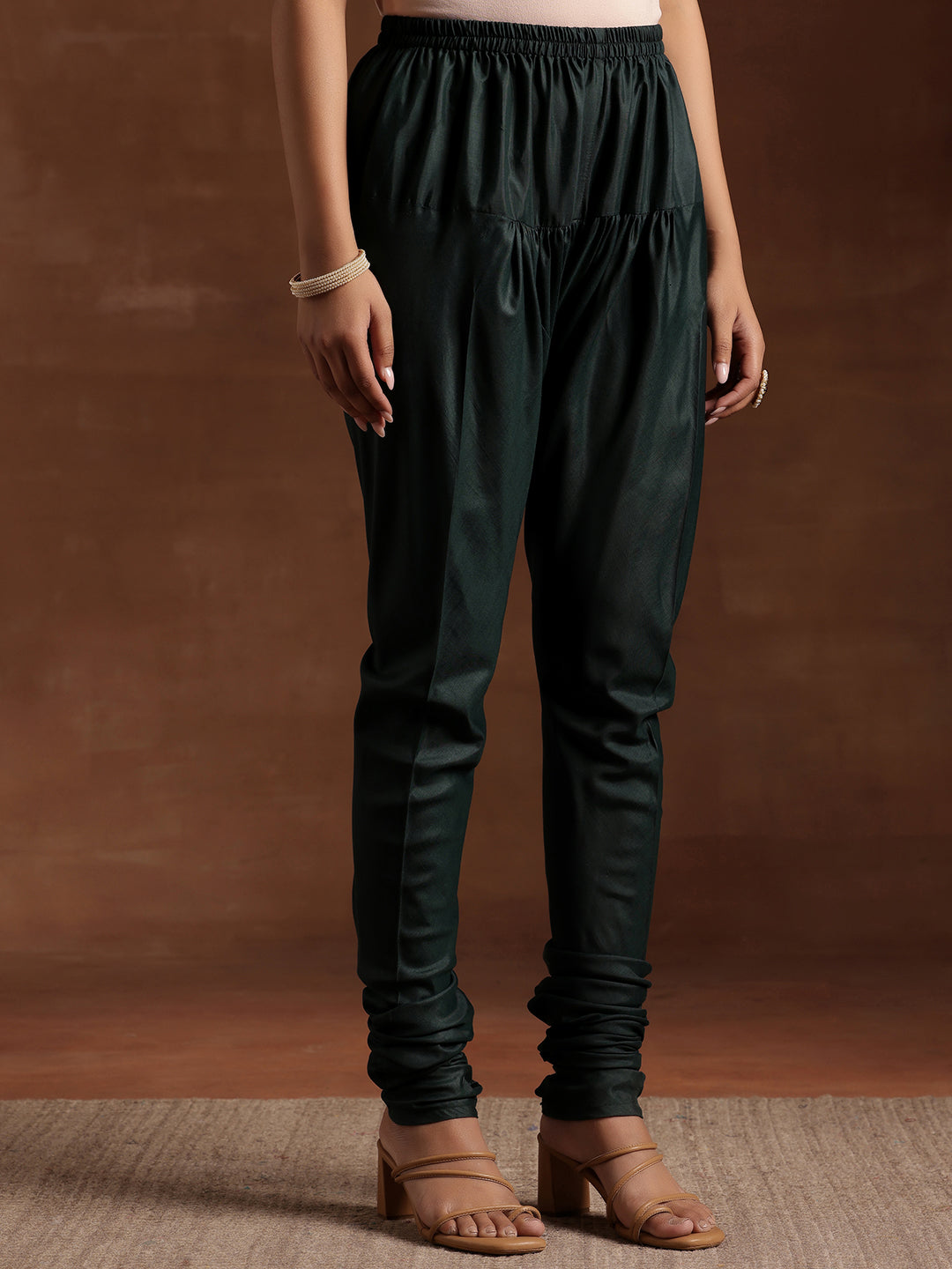 Green Printed Cotton Anarkali Suit With Dupatta