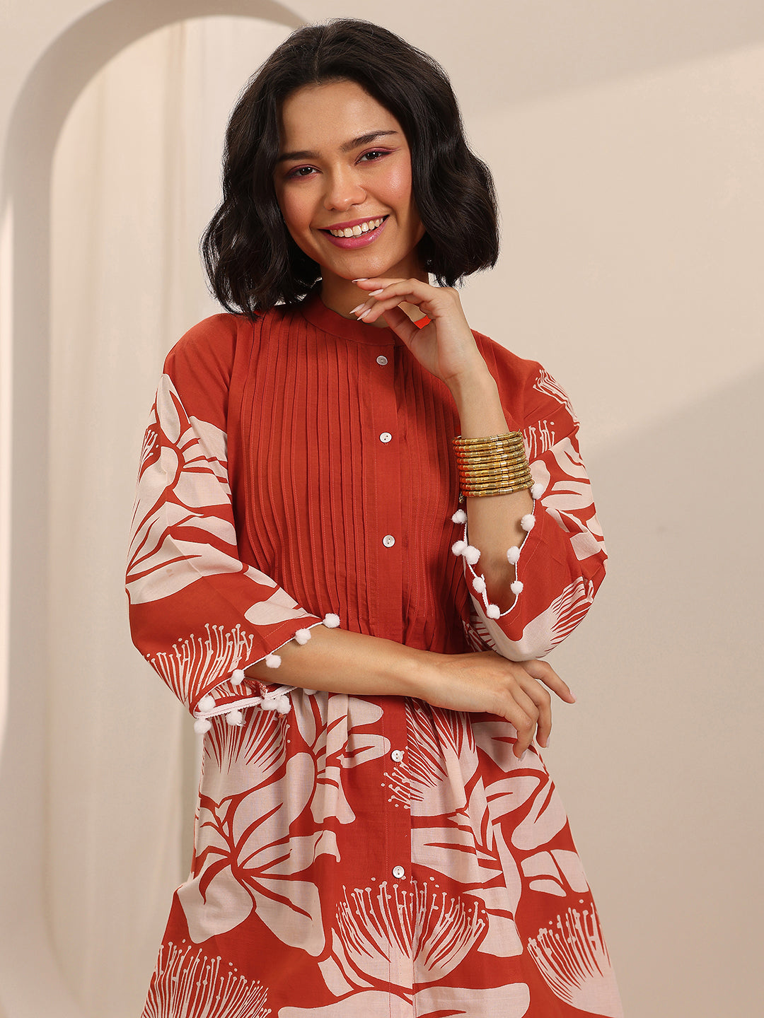 Orange Printed Cotton Co-Ord Sets