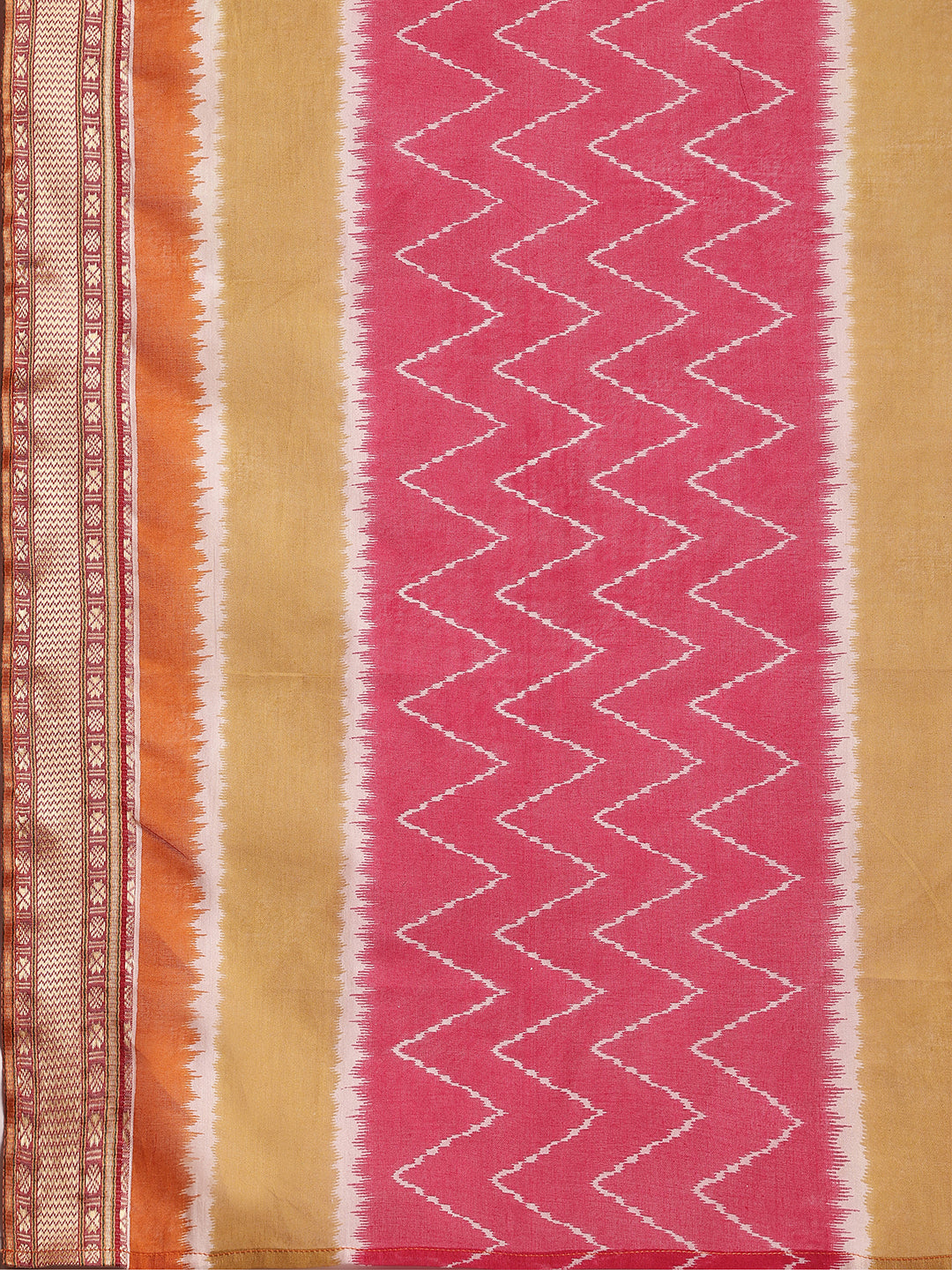 Orange Printed Cotton Straight Suit With Dupatta