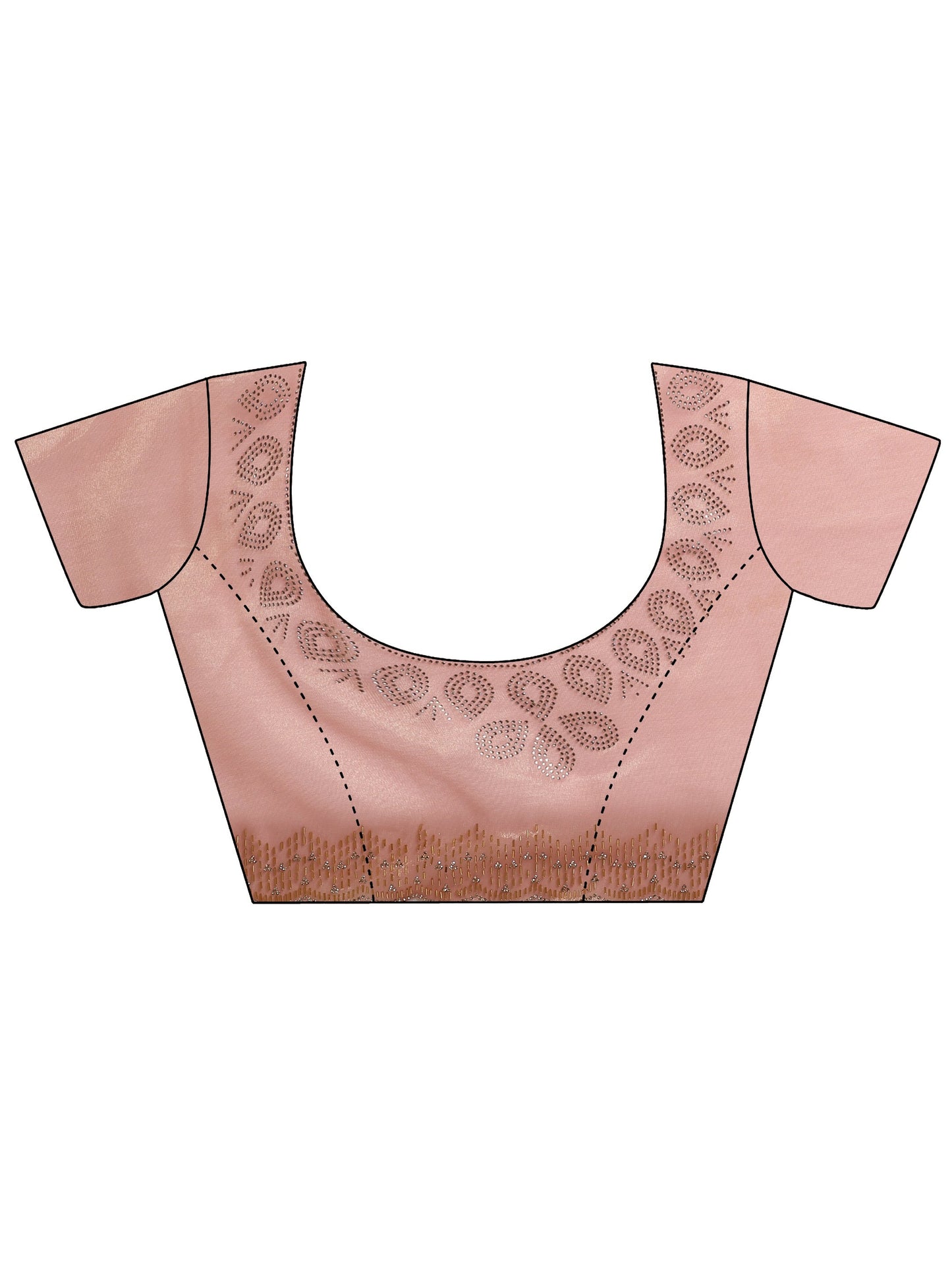 Peach Embellished Nylon Saree With Unstitched Blouse Piece