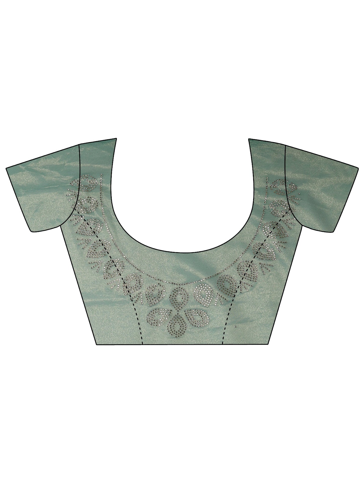 Green Embellished Nylon Saree With Unstitched Blouse Piece