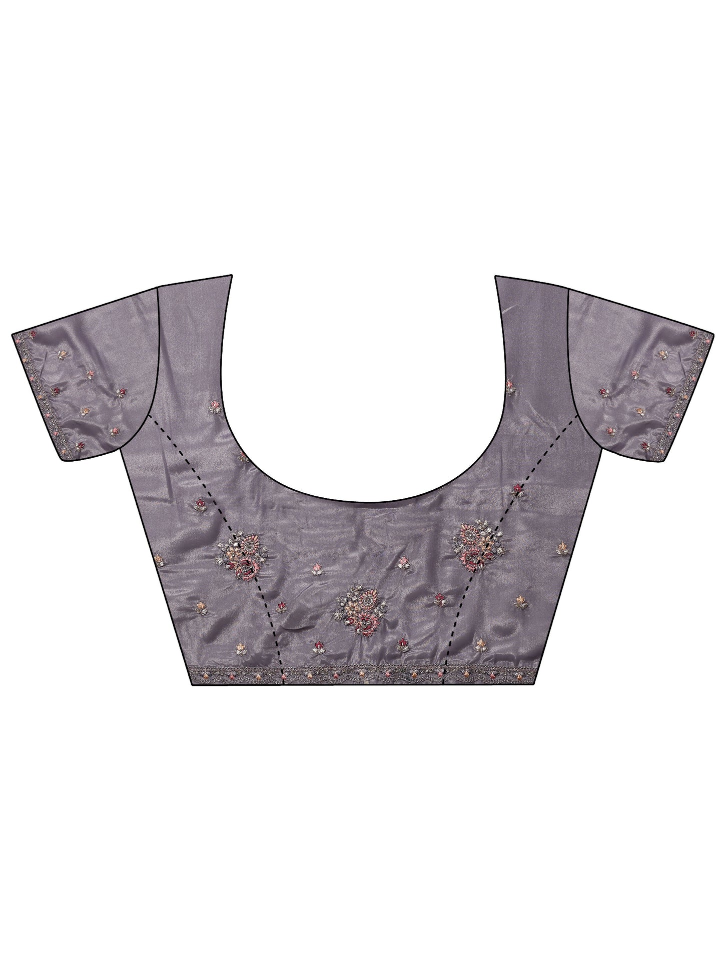 Lavender Embroidered Crepe Saree With Unstitched Blouse Piece