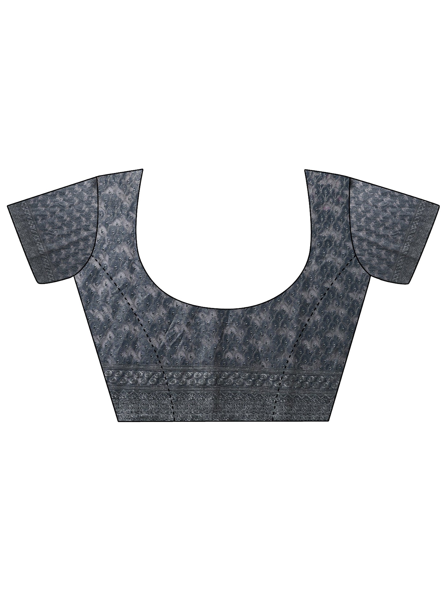 Grey Embellished Organza Sarees With Unstitched Blouse Piece