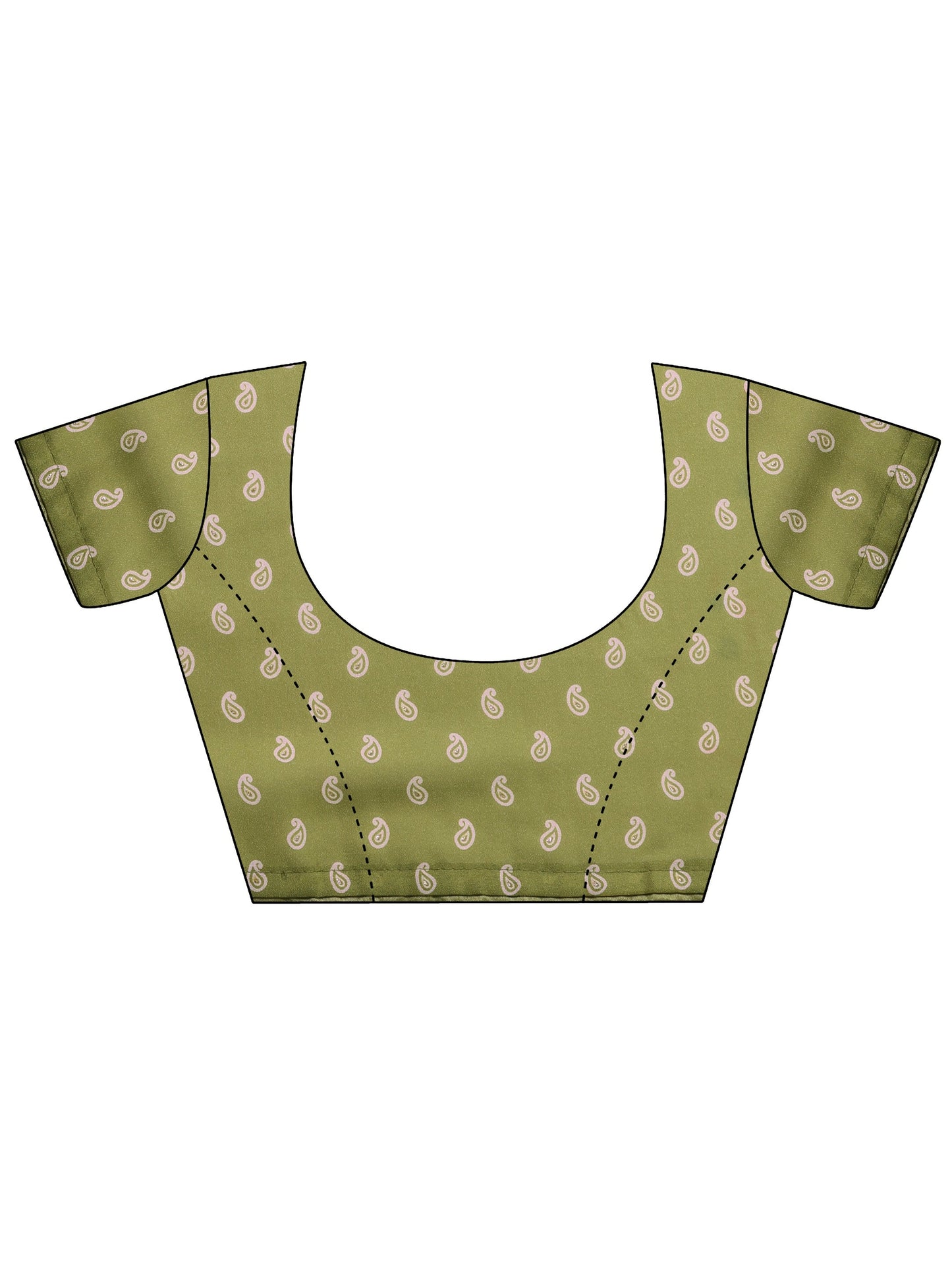 Green Printed Georgette Saree With Unstitched Blouse Piece