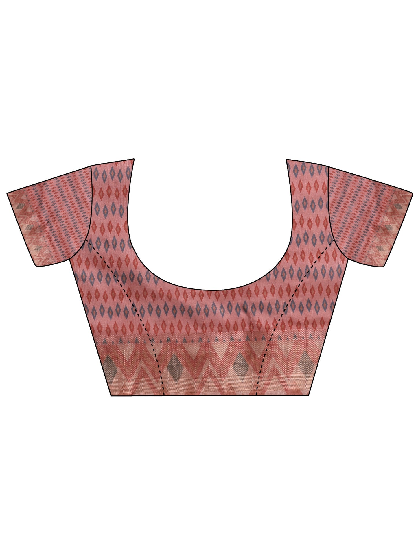 Peach Ikat Woven Design Silk Blend Saree With Unstitched Blouse Piece