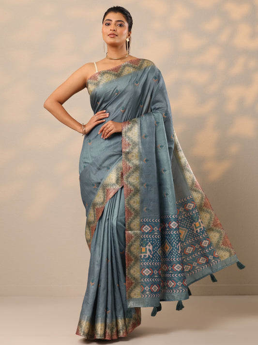 Green Woven Design Silk Blend Sarees With Unstitched Blouse Piece