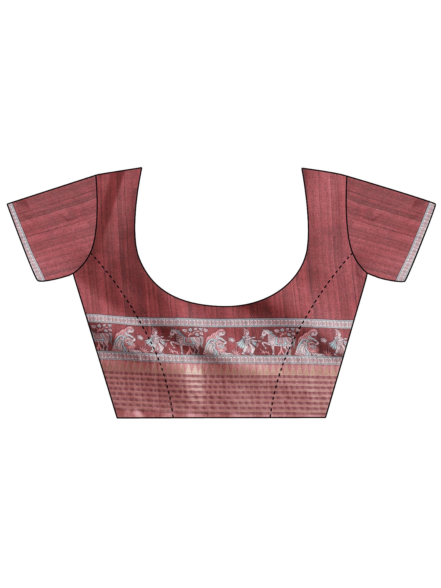 Pink Printed Silk blend Saree With Unstitched Blouse Piece