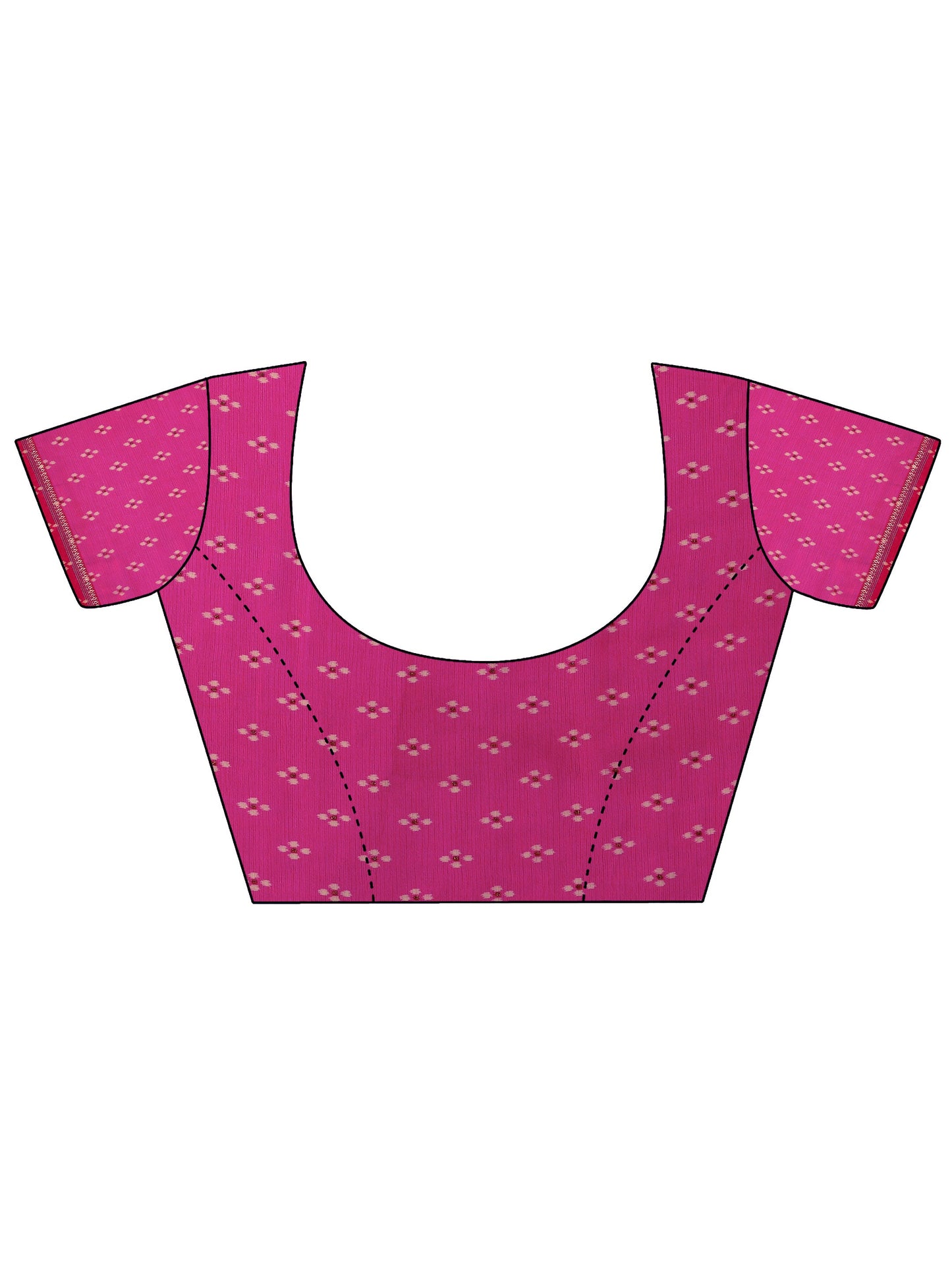 Pink Ikat Printed Chiffon Saree With Unstitched Blouse Piece