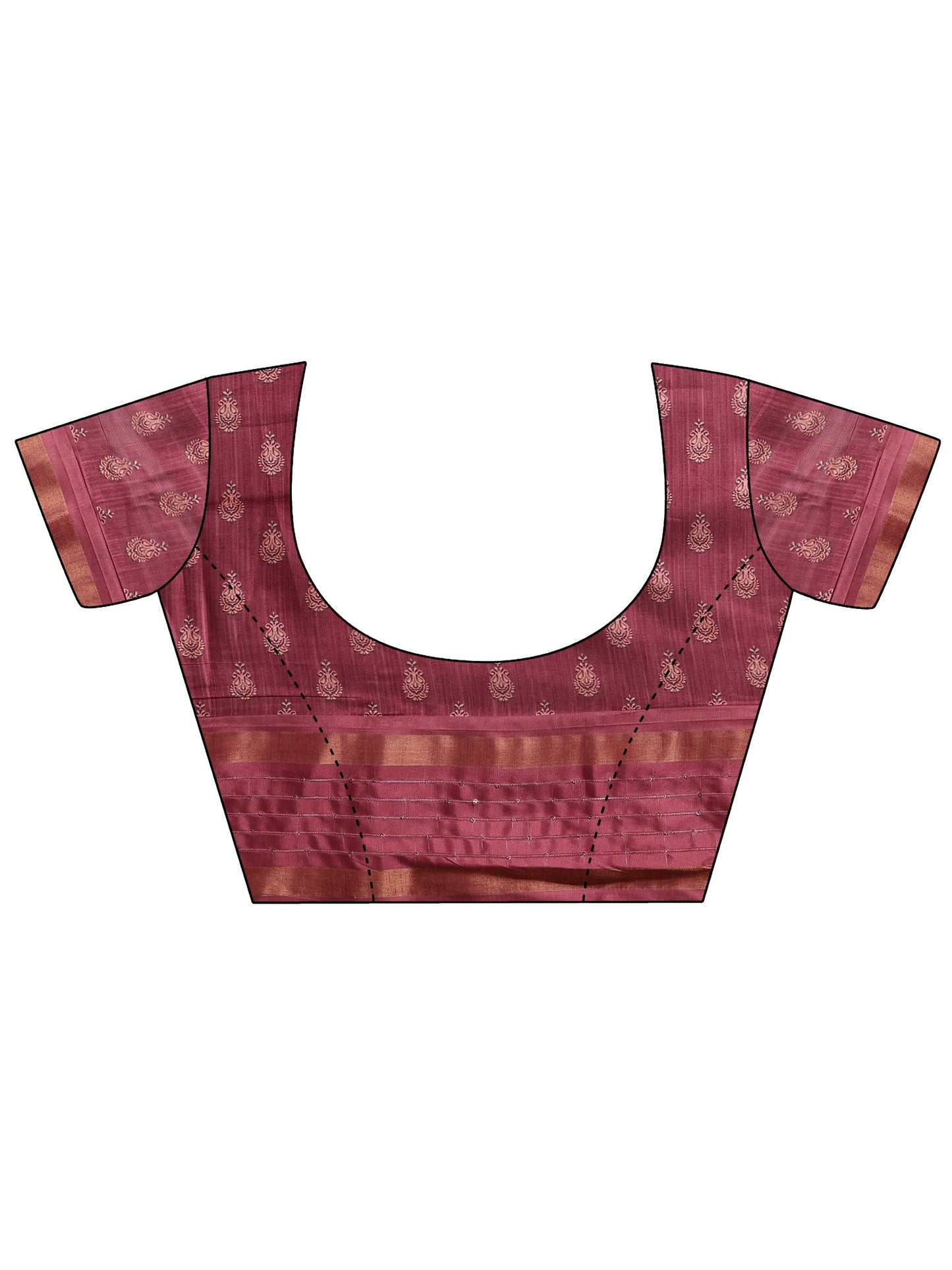 Coral Printed Silk blend Saree With Unstitched Blouse Piece