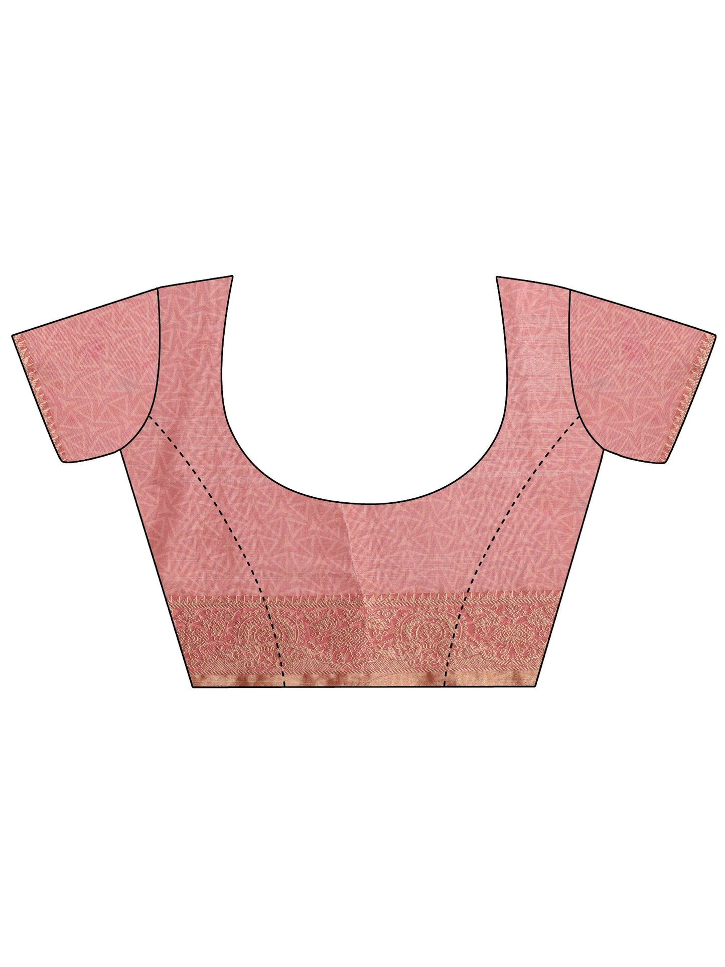 Peach Printed Silk Blend Sarees With Unstitched Blouse Piece