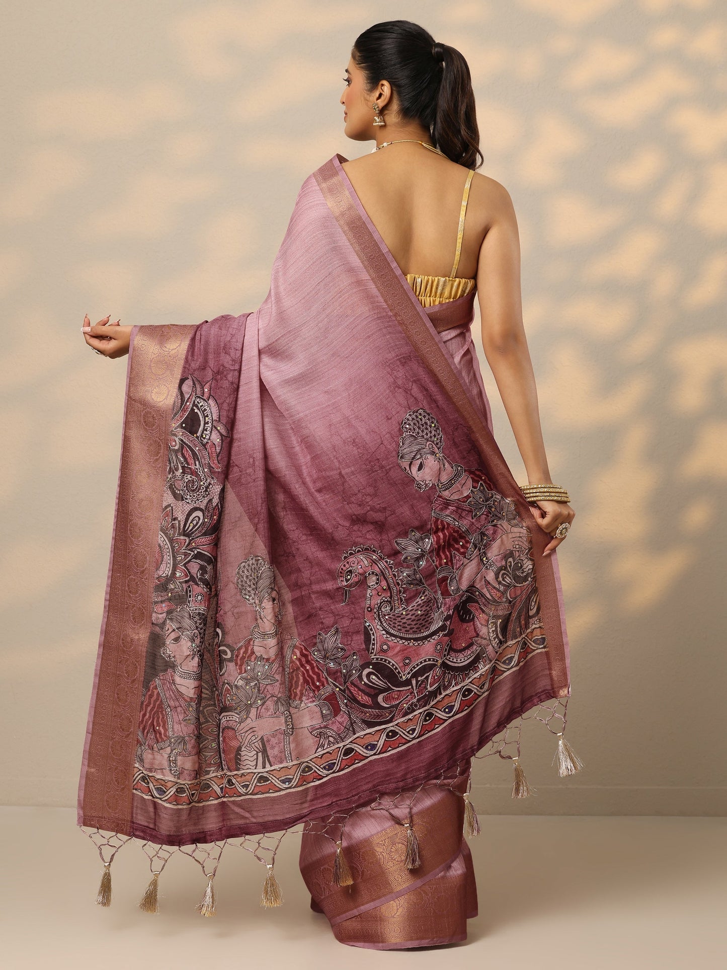 Mauve Printed Georgette Saree With Unstitched Blouse Piece