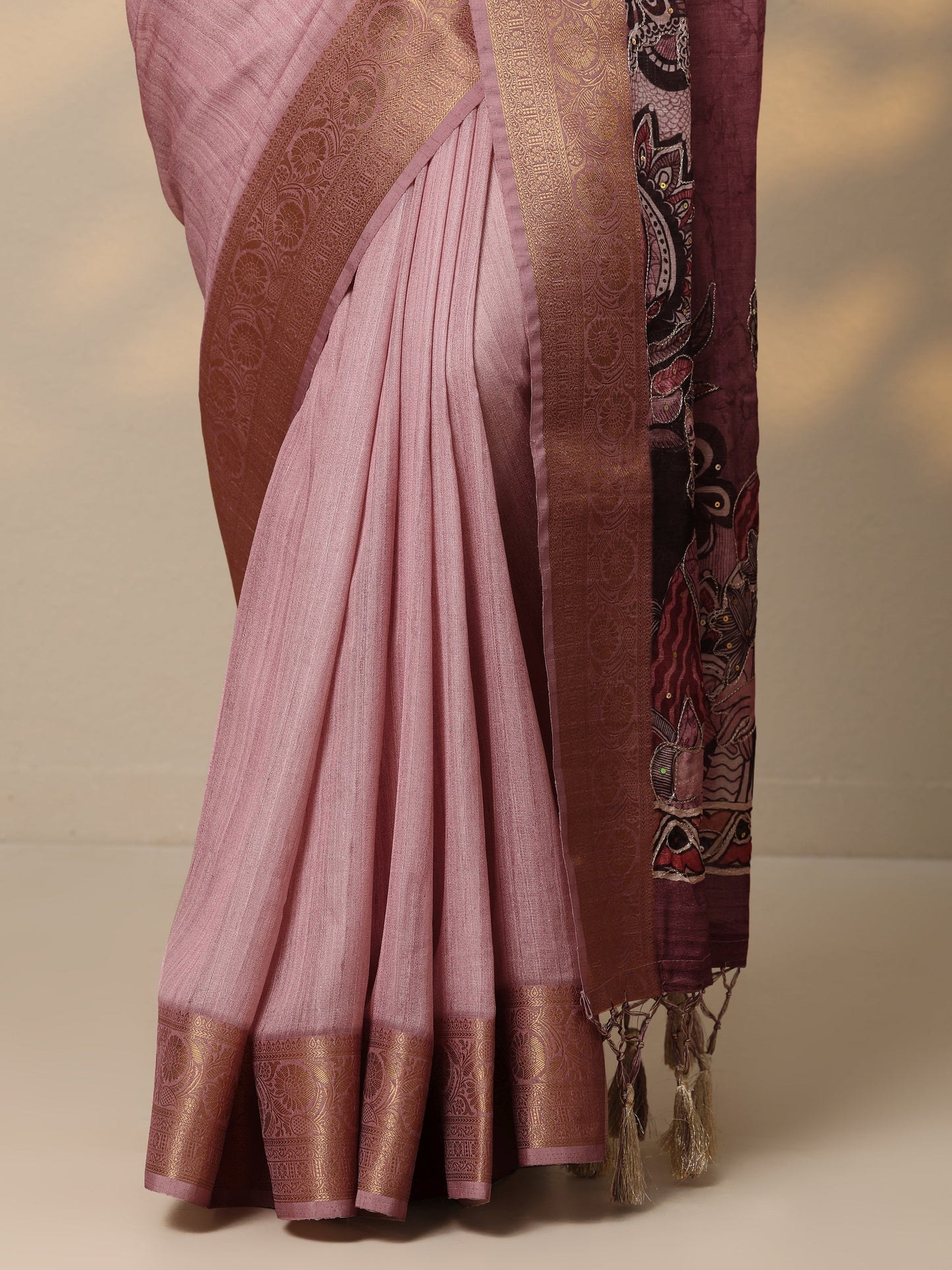 Mauve Printed Georgette Saree With Unstitched Blouse Piece