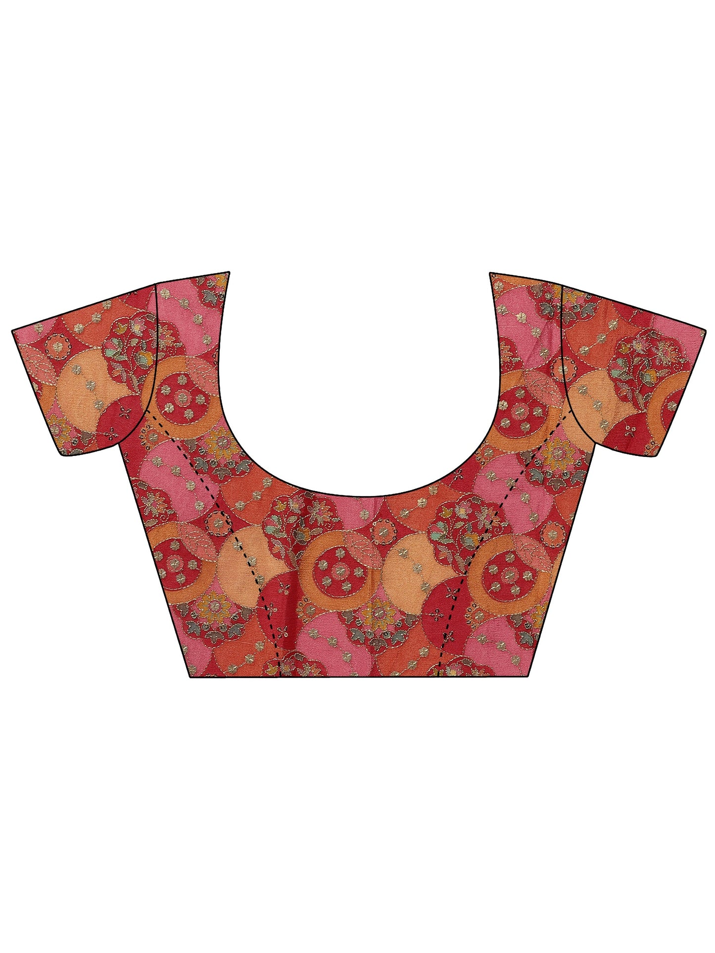 Red Solid Georgette Saree With Unstitched Blouse Piece