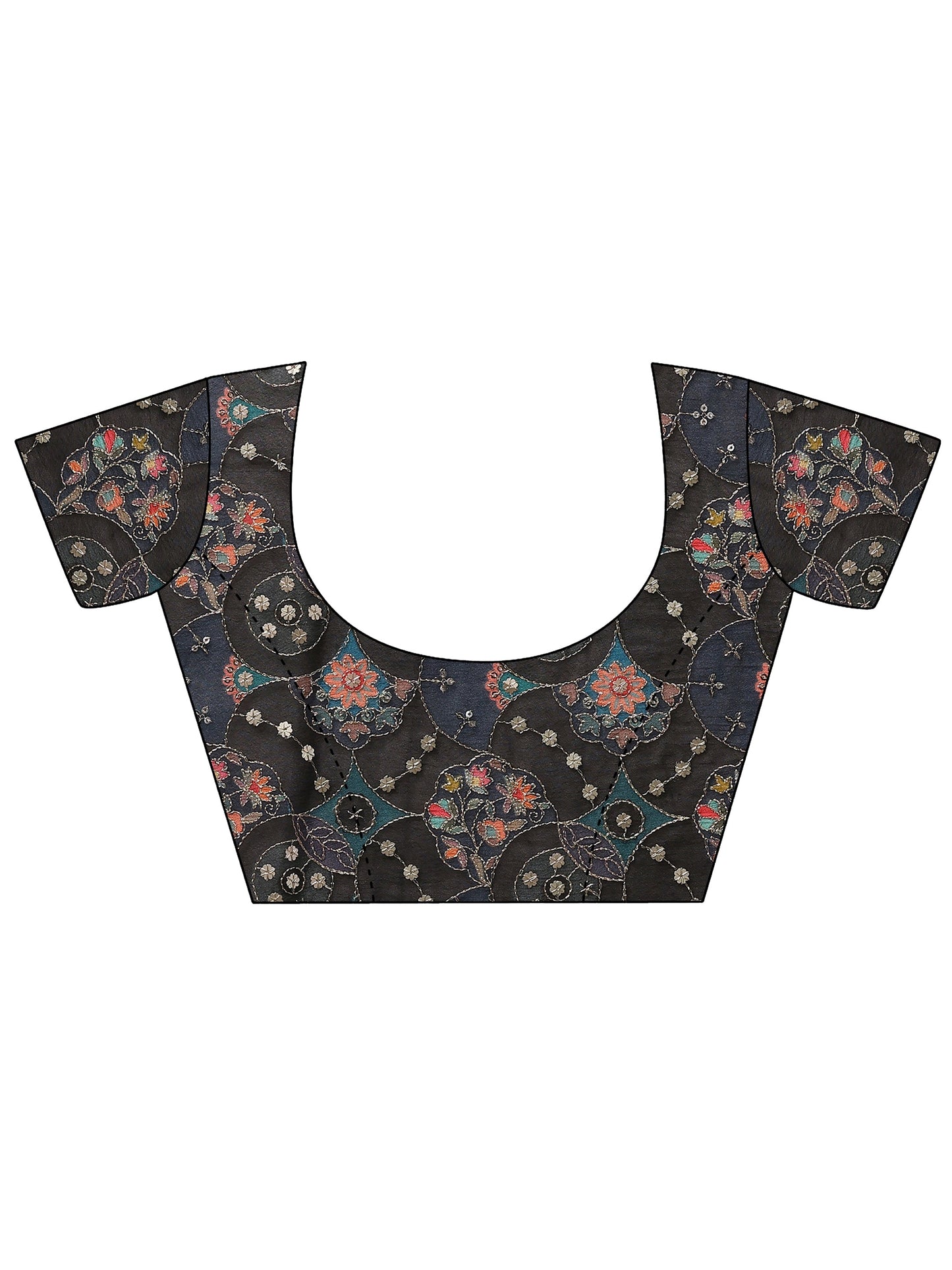 Black Solid Georgette Saree With Unstitched Blouse Piece