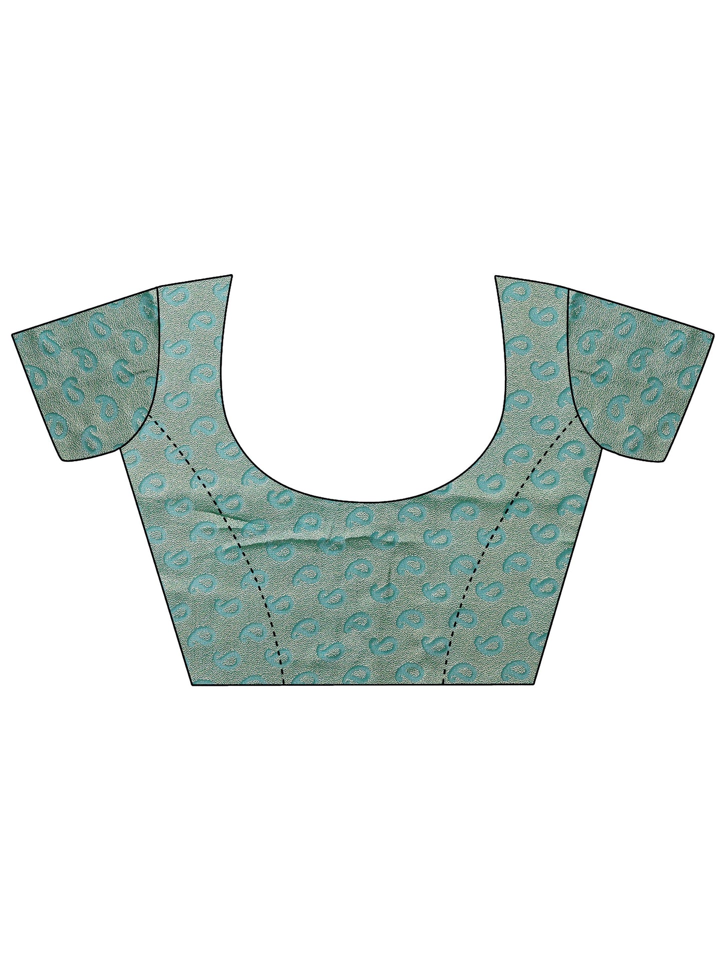 Teal Printed Georgette Saree With Unstitched Blouse Piece