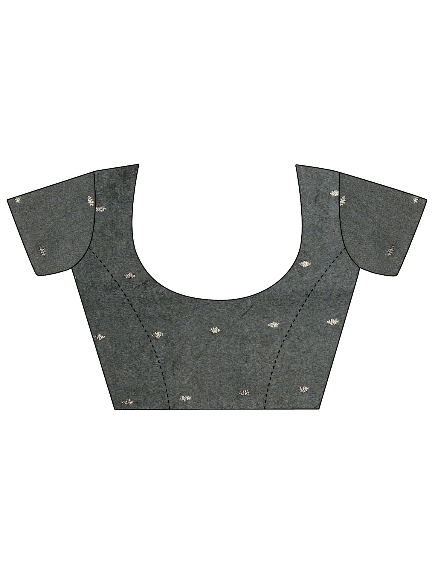 Grey Printed Silk Blend Sarees With Unstitched Blouse Piece