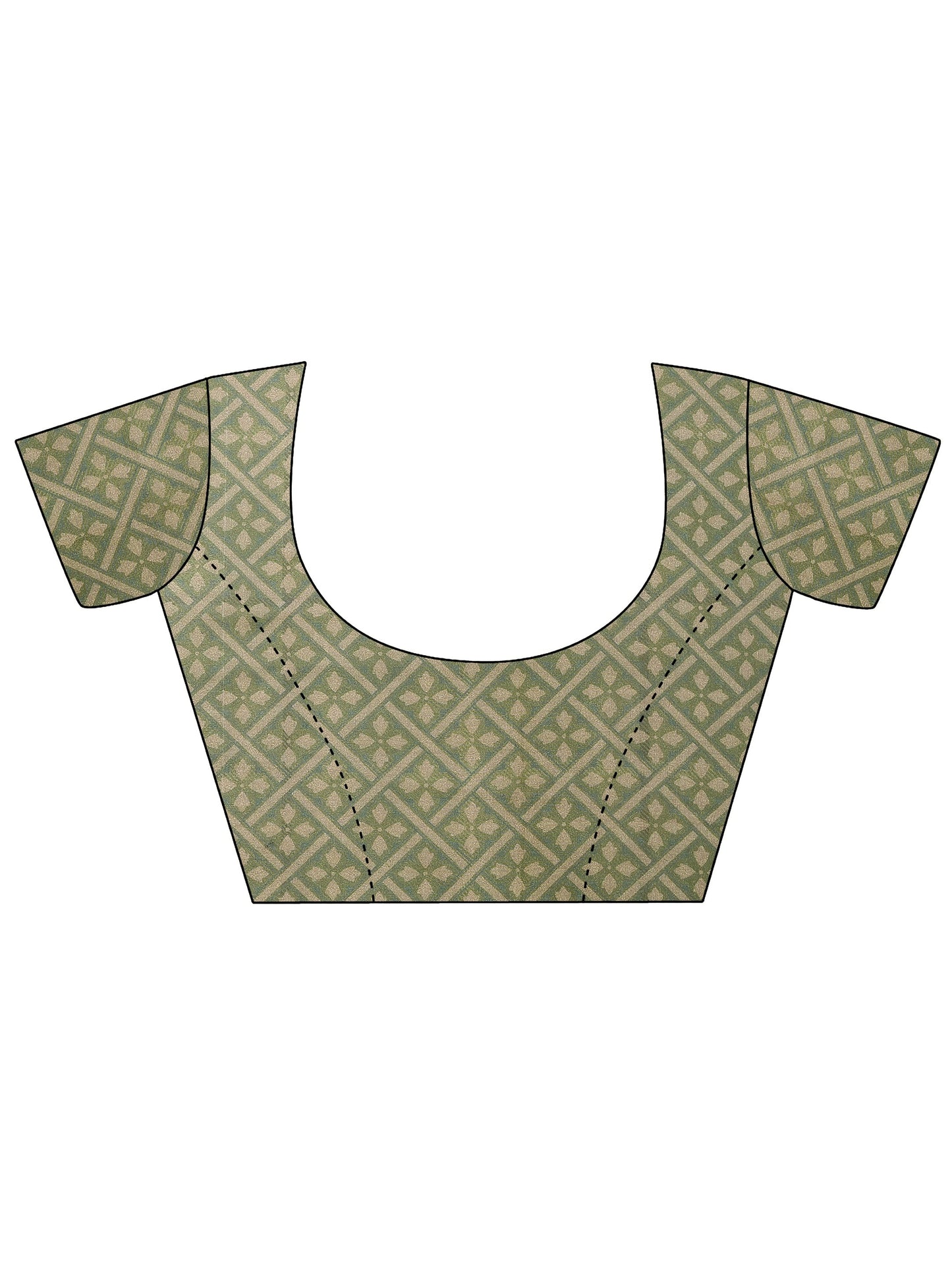 Green Printed Silk Blend Sarees With Unstitched Blouse Piece