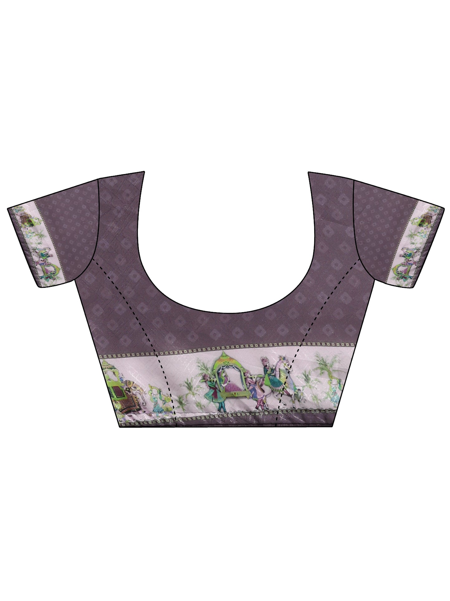 Lavender Printed Silk Blend Sarees With Unstitched Blouse Piece