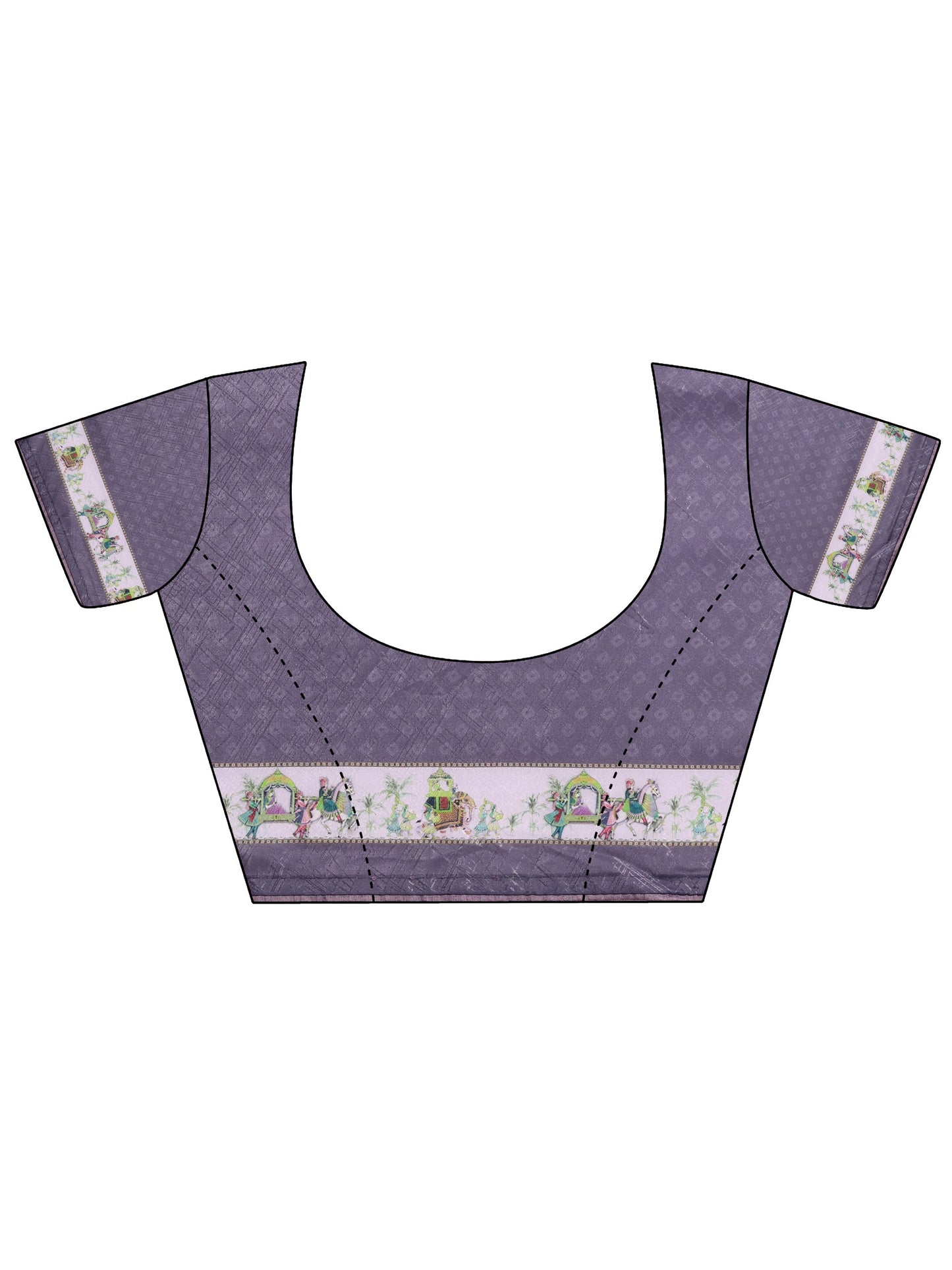 Purple Printed Silk Blend Sarees With Unstitched Blouse Piece