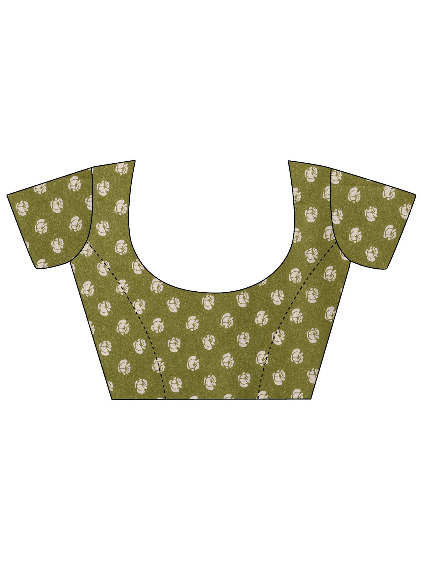 Green Printed Georgette Sarees With Unstitched Blouse Piece