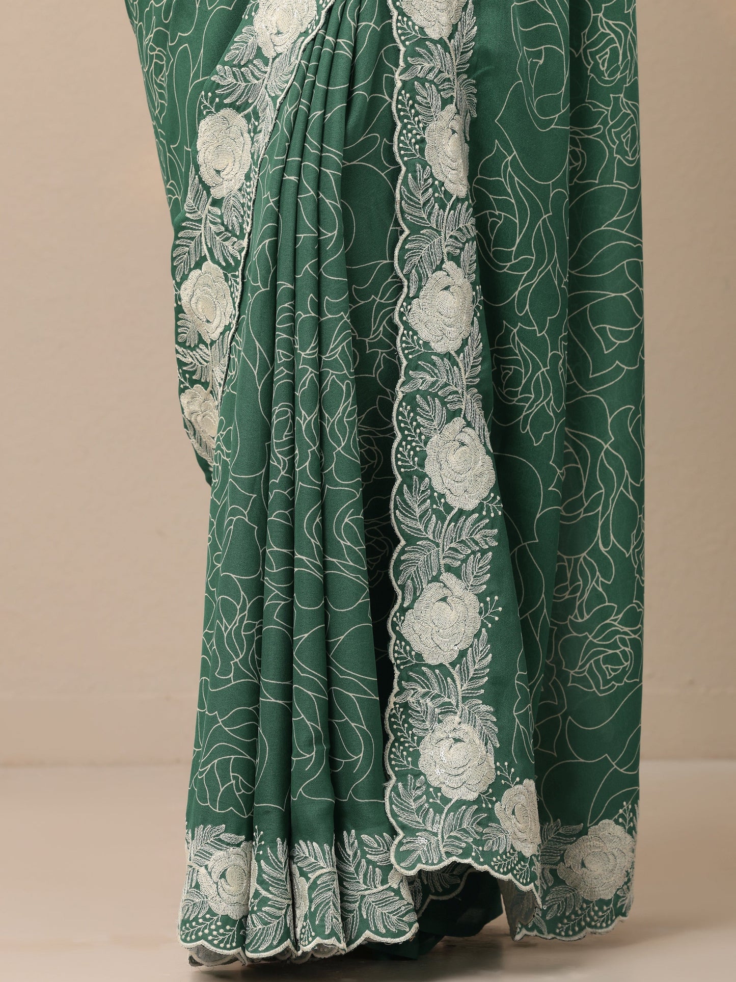 Turquoise blue Printed Georgette Sarees With Unstitched Blouse Piece