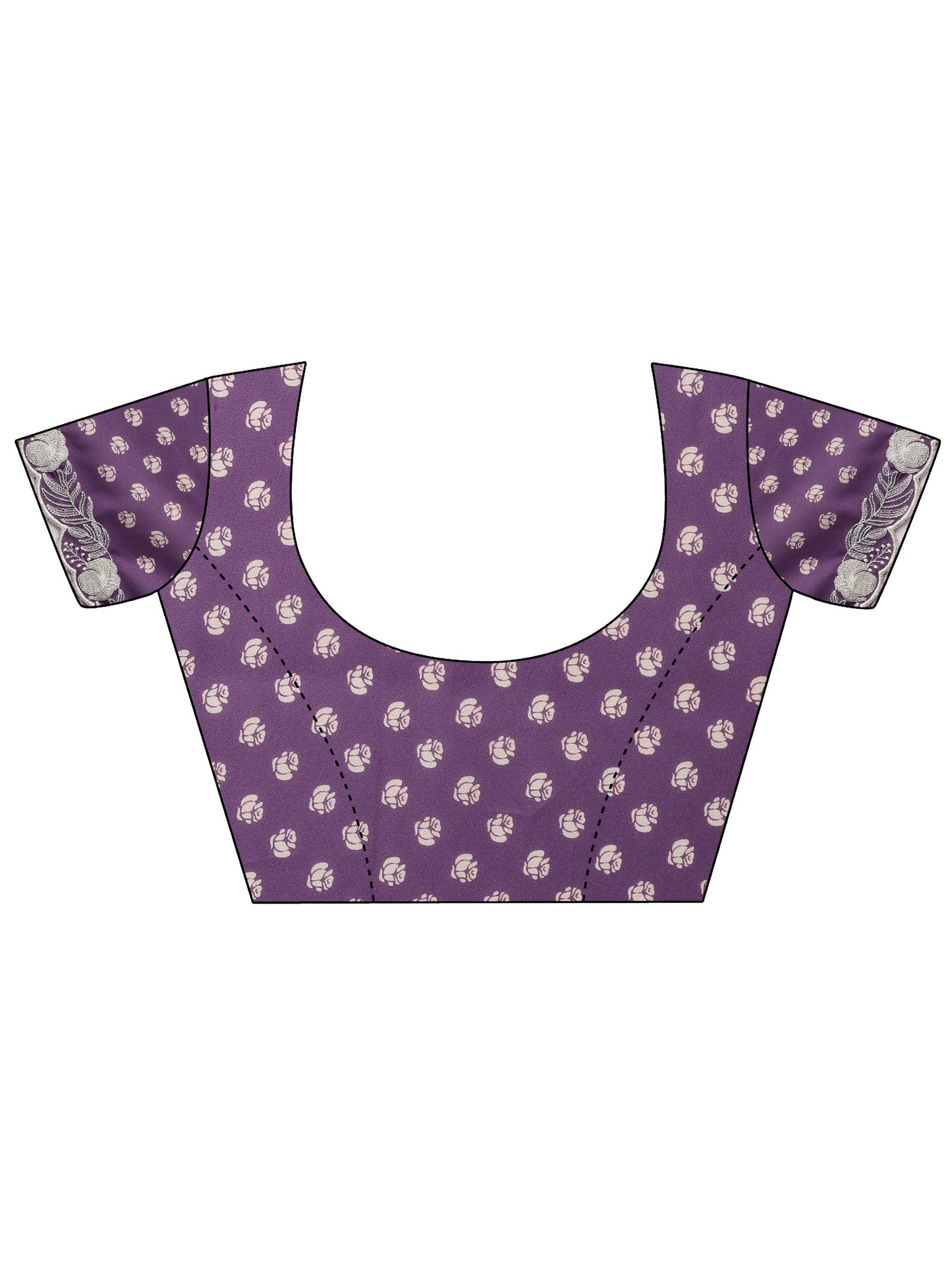 Purple Printed Georgette Sarees With Unstitched Blouse Piece