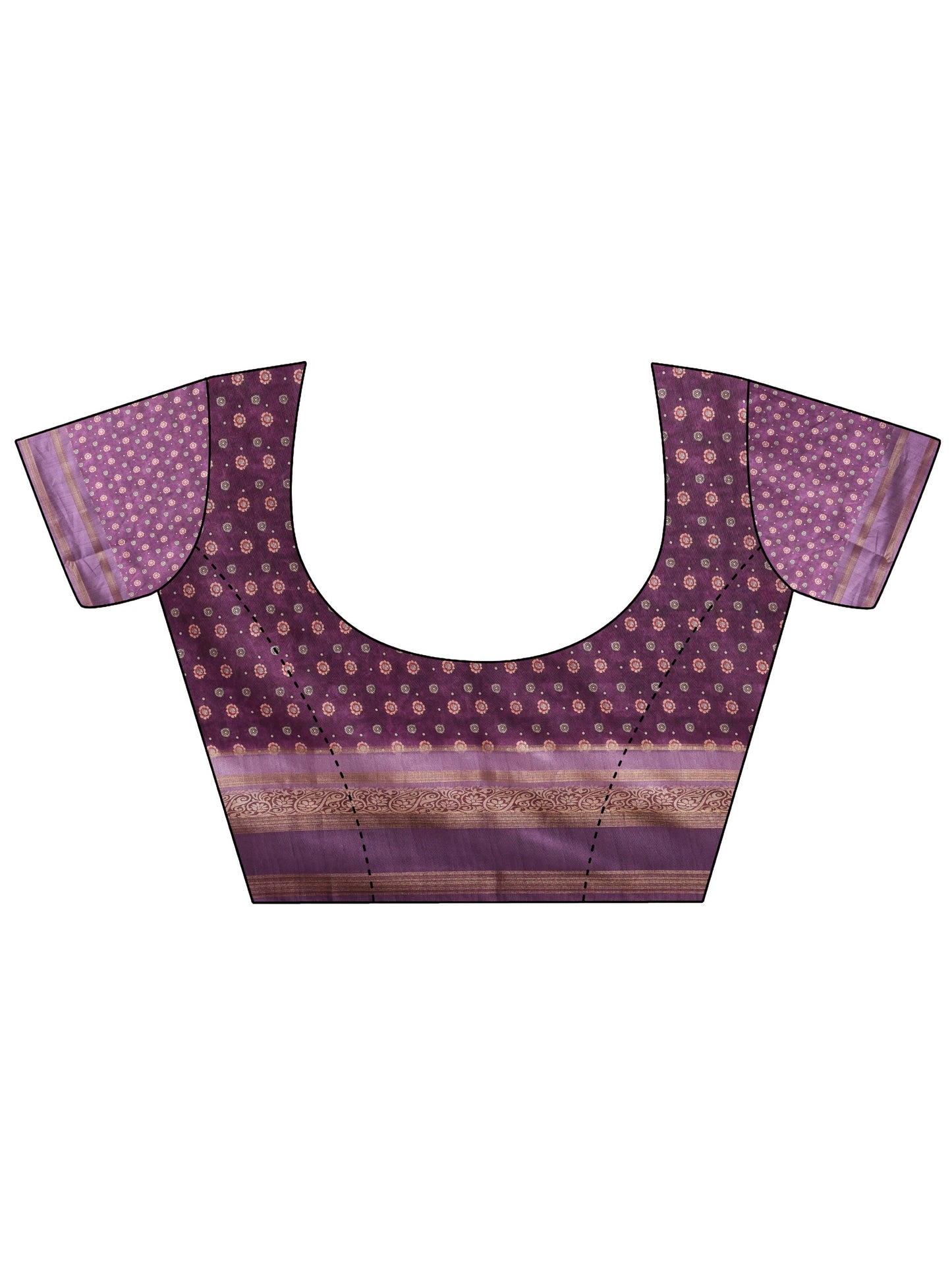 Lavender Printed Silk Blend Sarees With Unstitched Blouse Piece