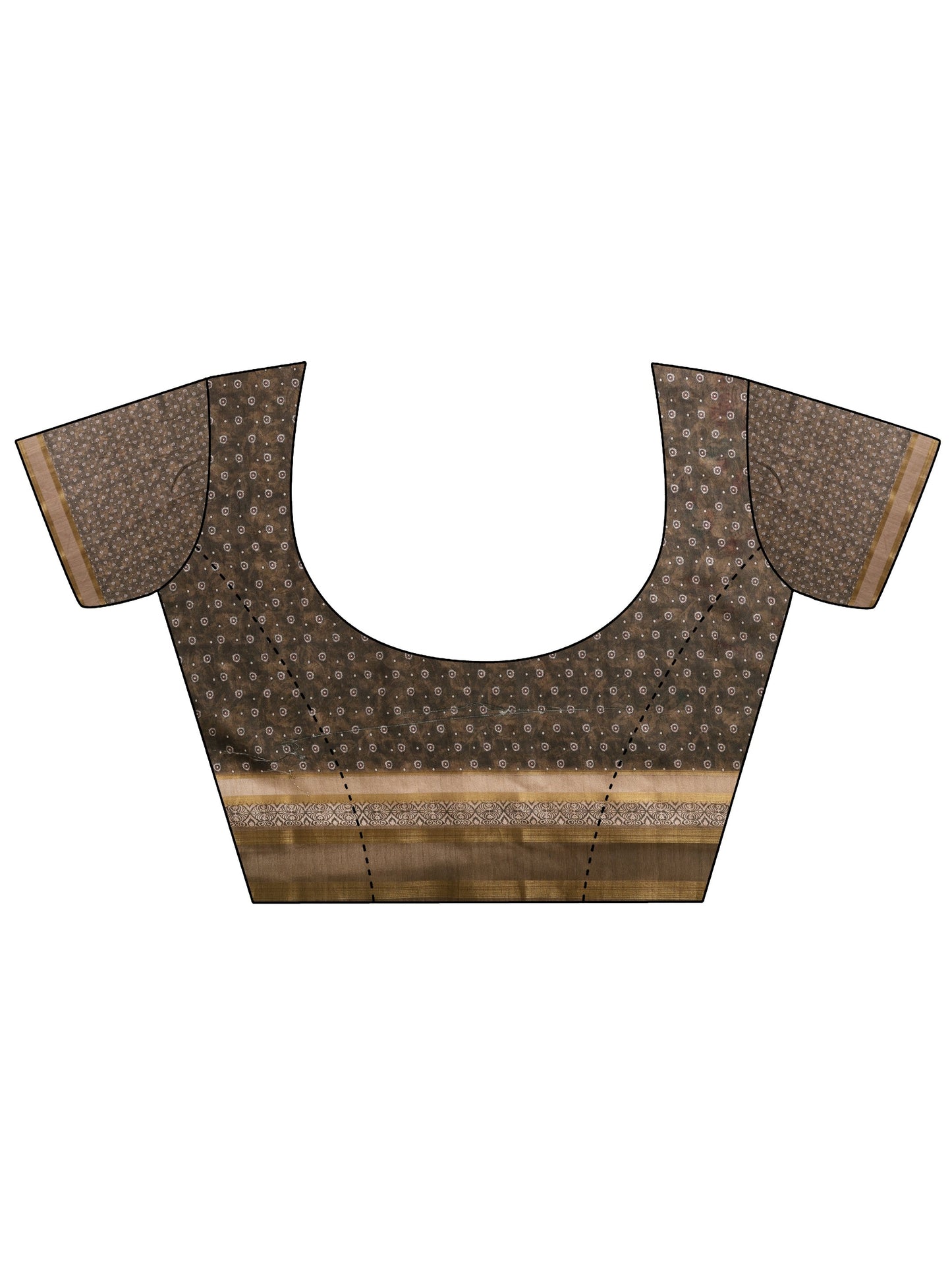 Beige Printed Silk Blend Sarees With Unstitched Blouse Piece