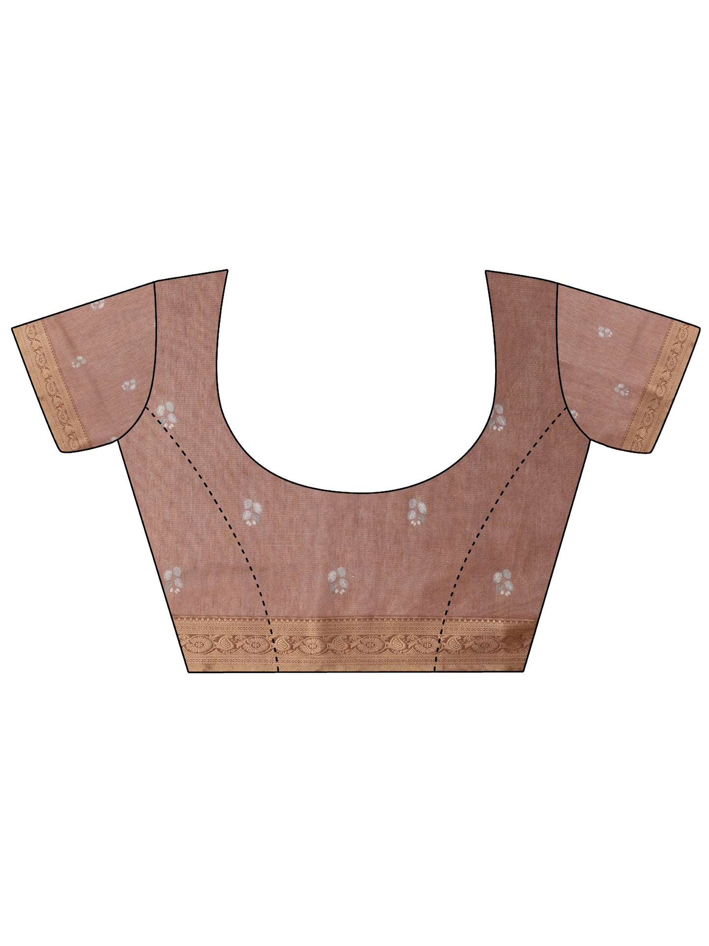 Brown Printed Silk Blend Sarees With Unstitched Blouse Piece