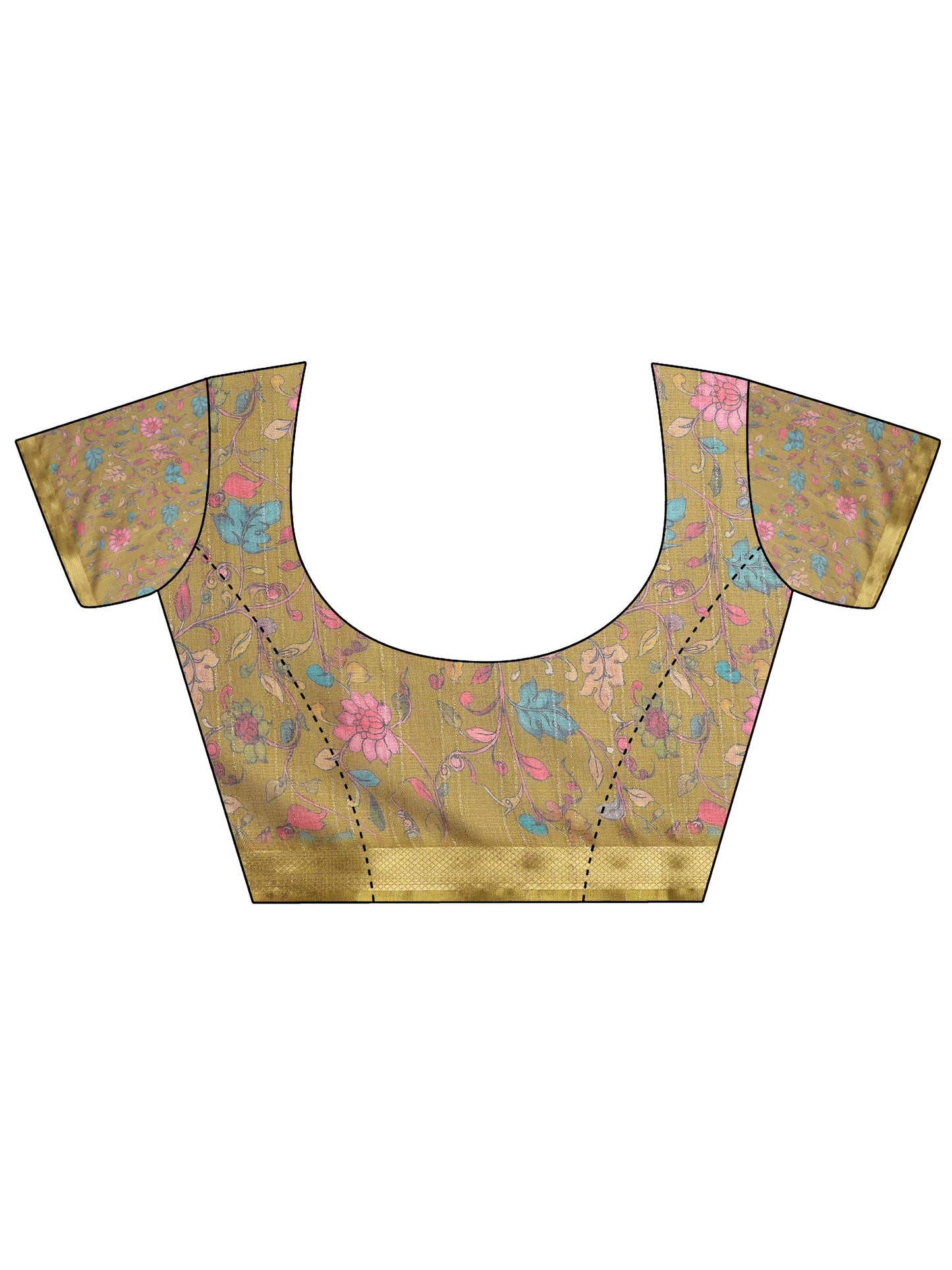 Teal Printed Silk Blend Sarees With Unstitched Blouse Piece