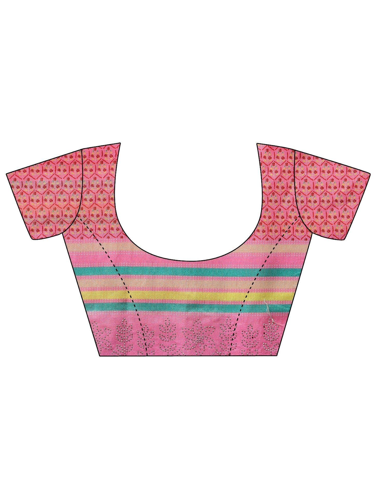 Pink Embellished Chinon Saree With Unstitched Blouse Piece