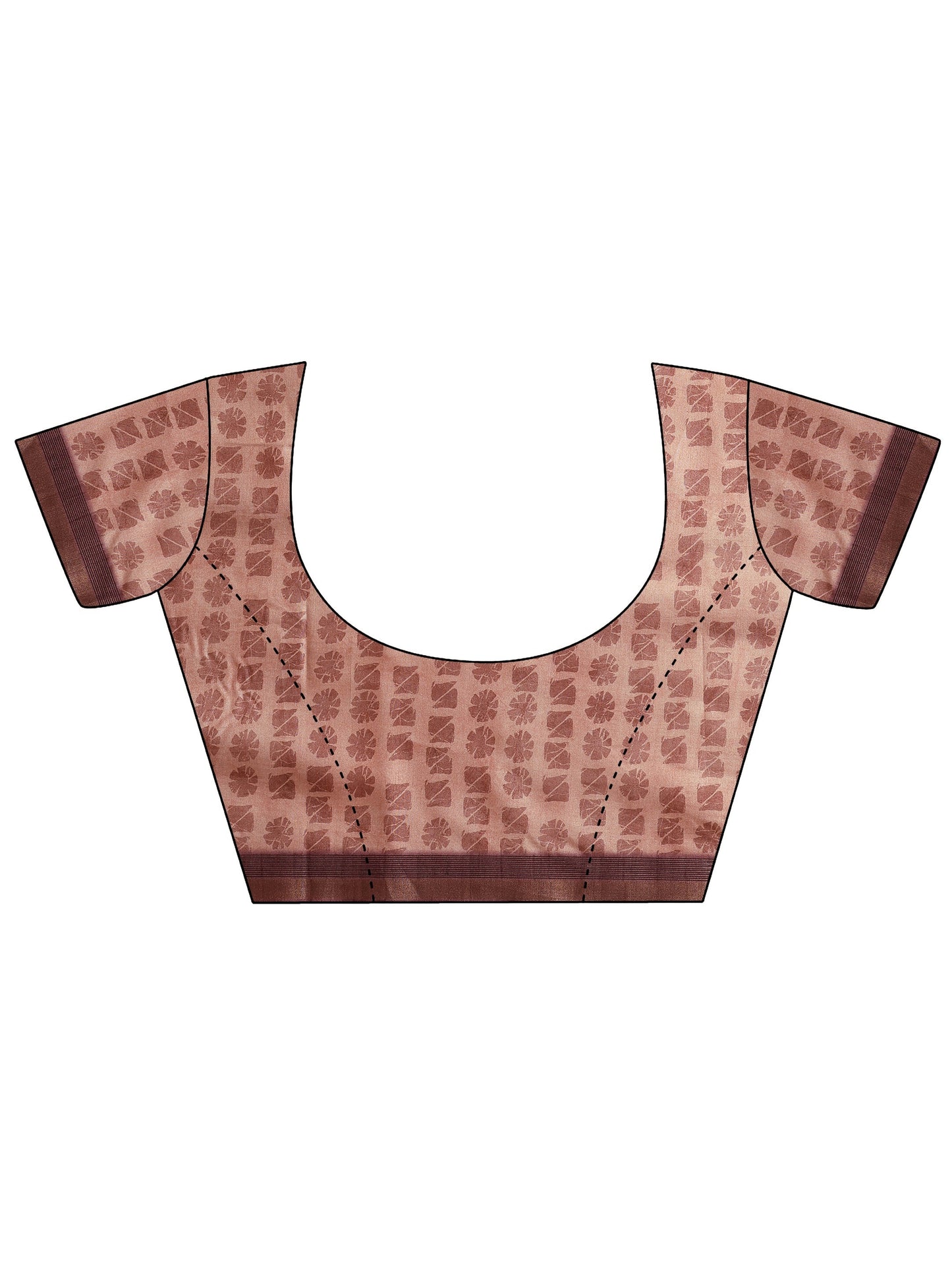 Peach Printed Silk Blend Sarees With Unstitched Blouse Piece