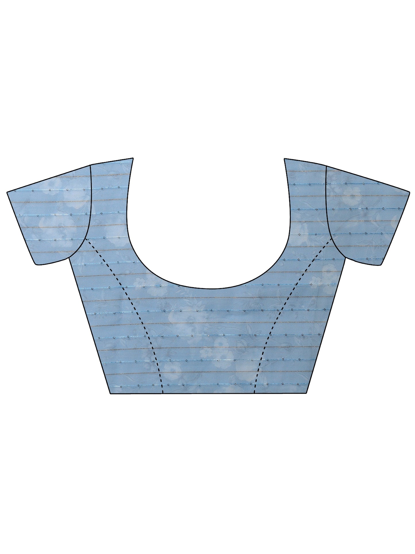 Blue Printed Nylon Saree With Unstitched Blouse Piece