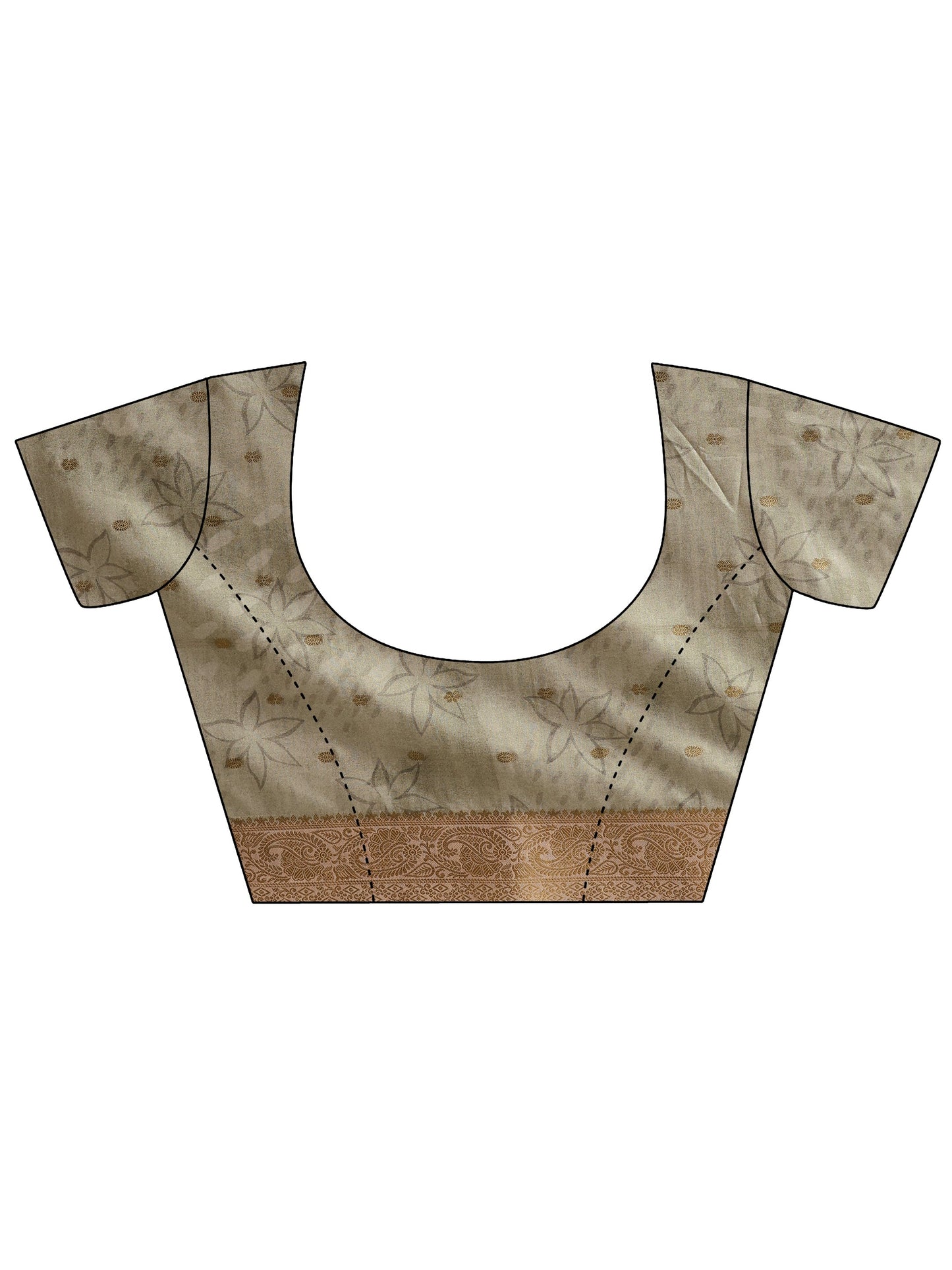 Green Printed Silk blend Saree With Unstitched Blouse Piece