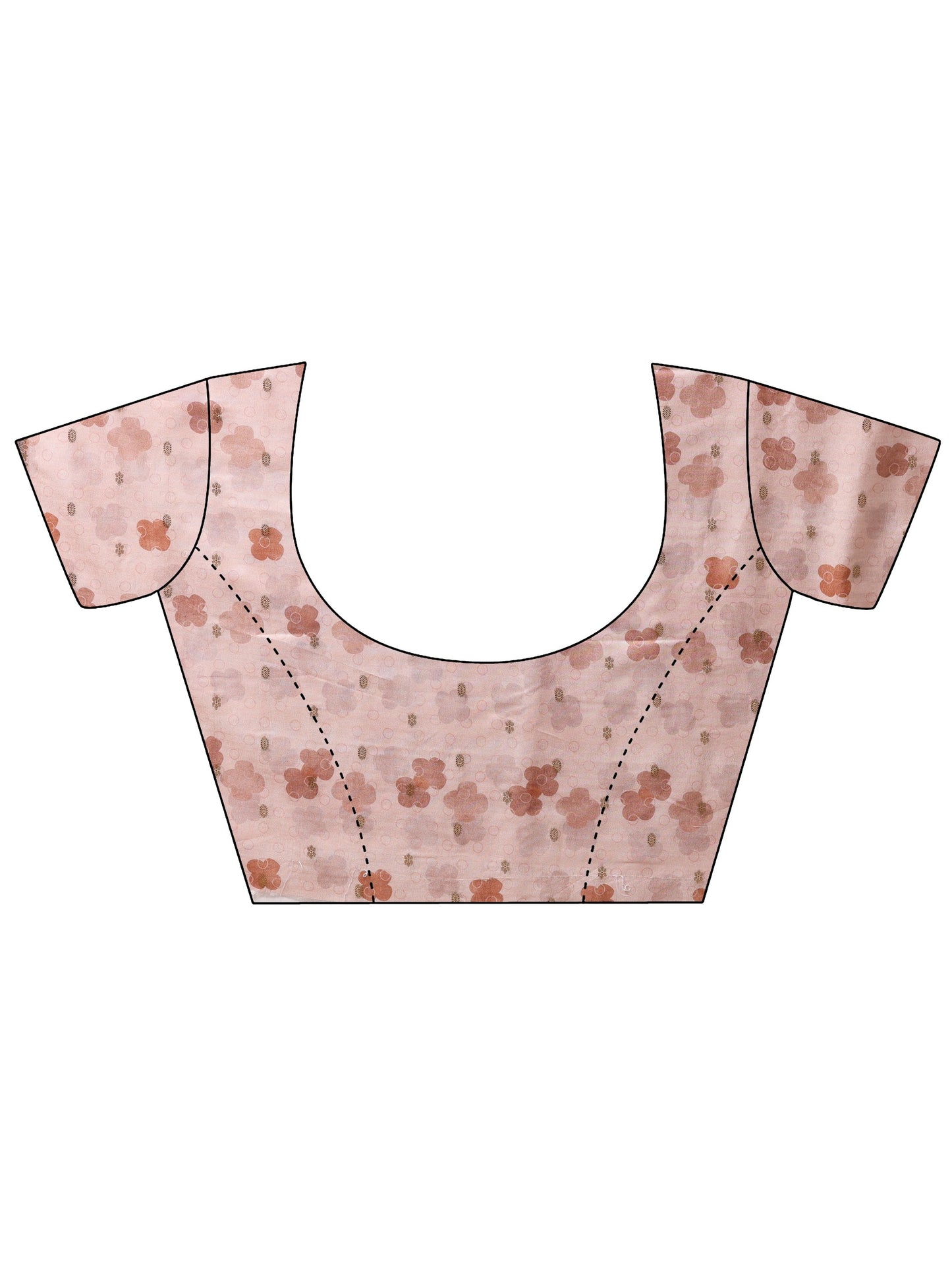 Beige Printed Silk blend Saree With Unstitched Blouse Piece