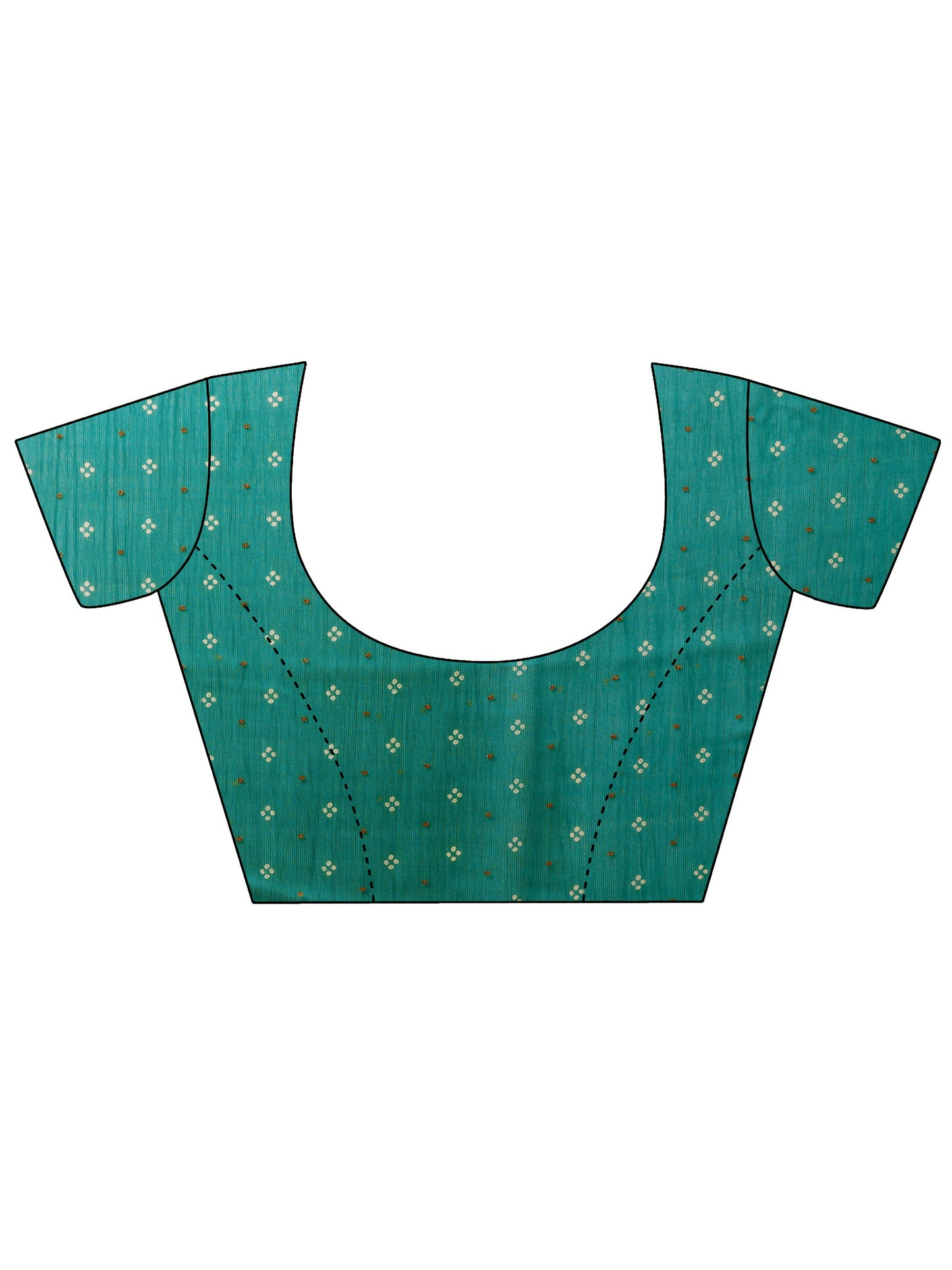 Teal Bandhani Printed Chiffon Saree With Unstitched Blouse Piece