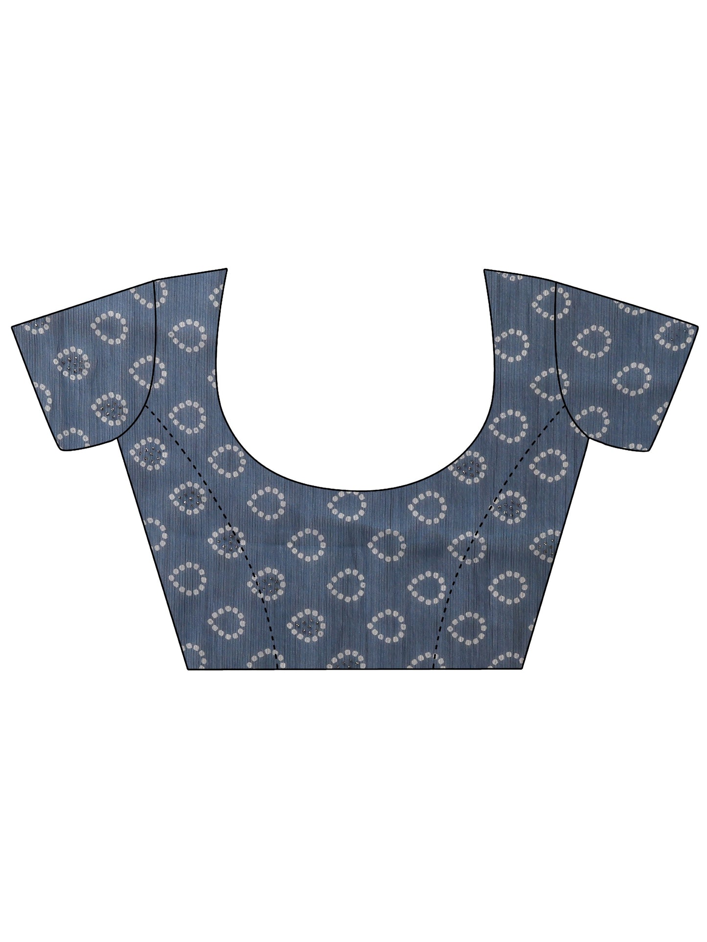 Navy Blue Bandhani Printed Chiffon Saree With Unstitched Blouse Piece