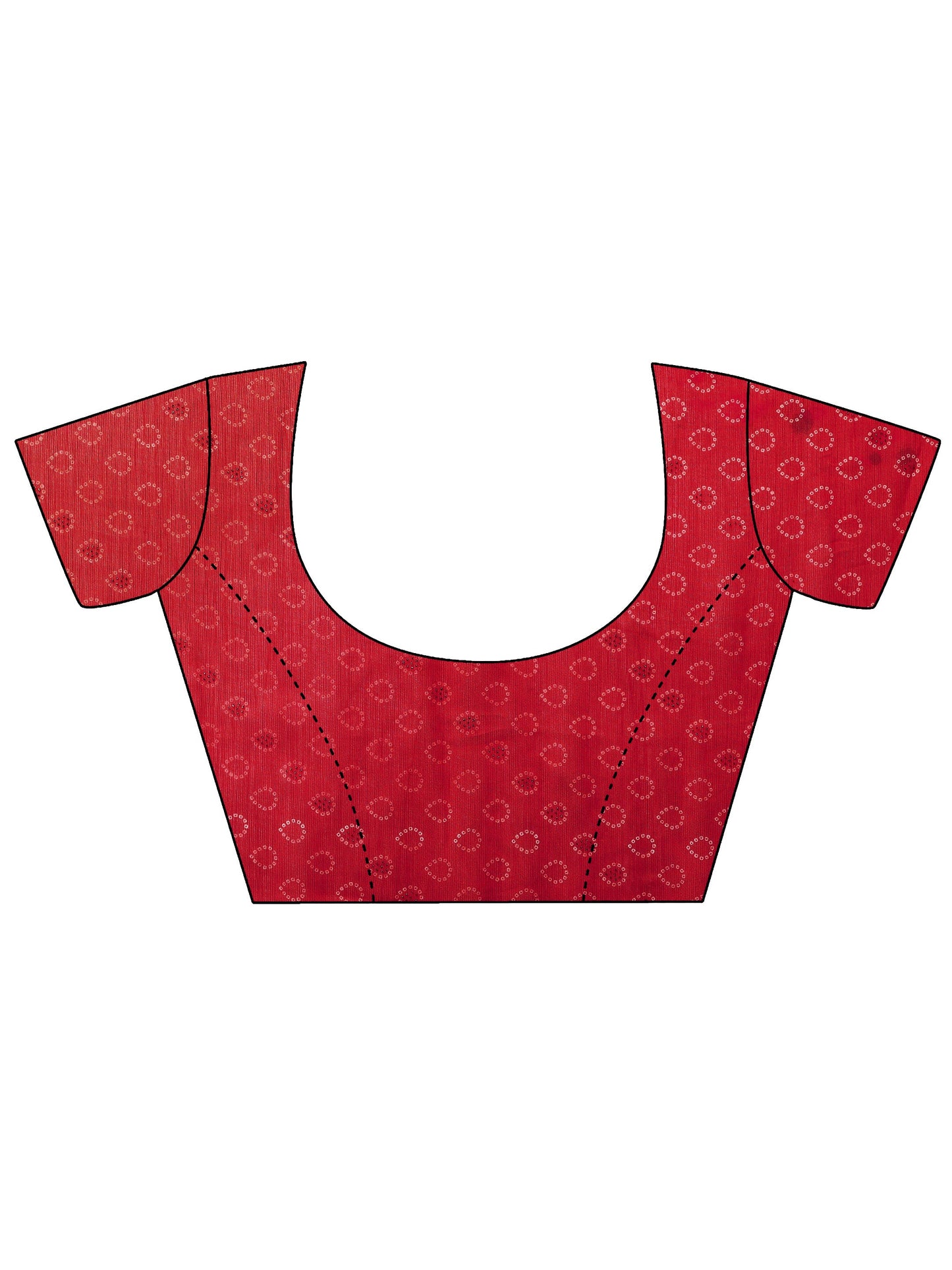 Red Bandhani Printed Chiffon Saree With Unstitched Blouse Piece