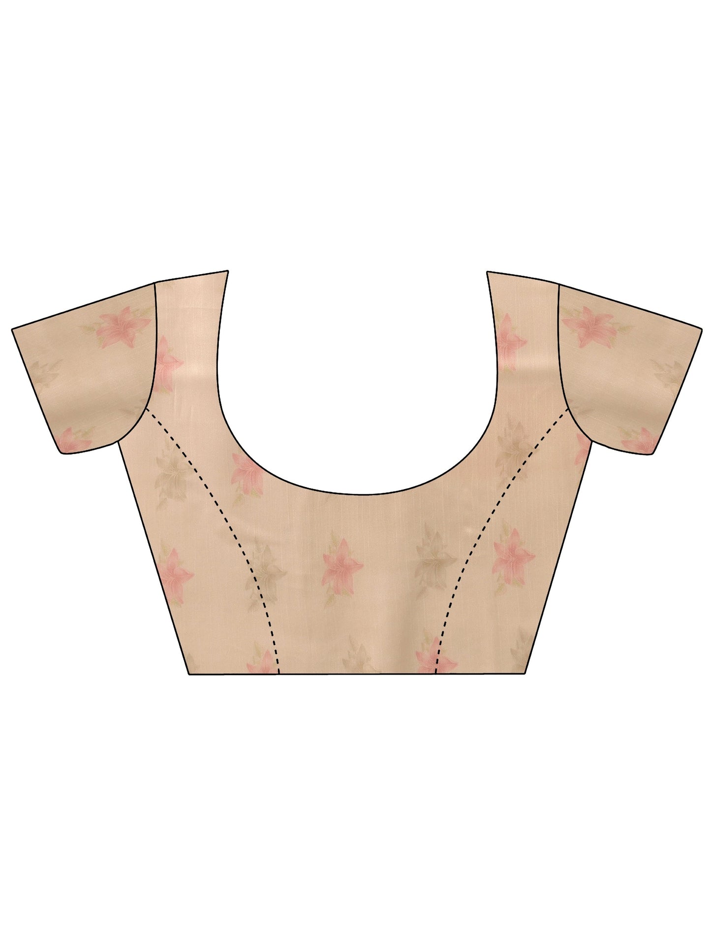 Cream Printed Crepe Saree With Unstitched Blouse Piece