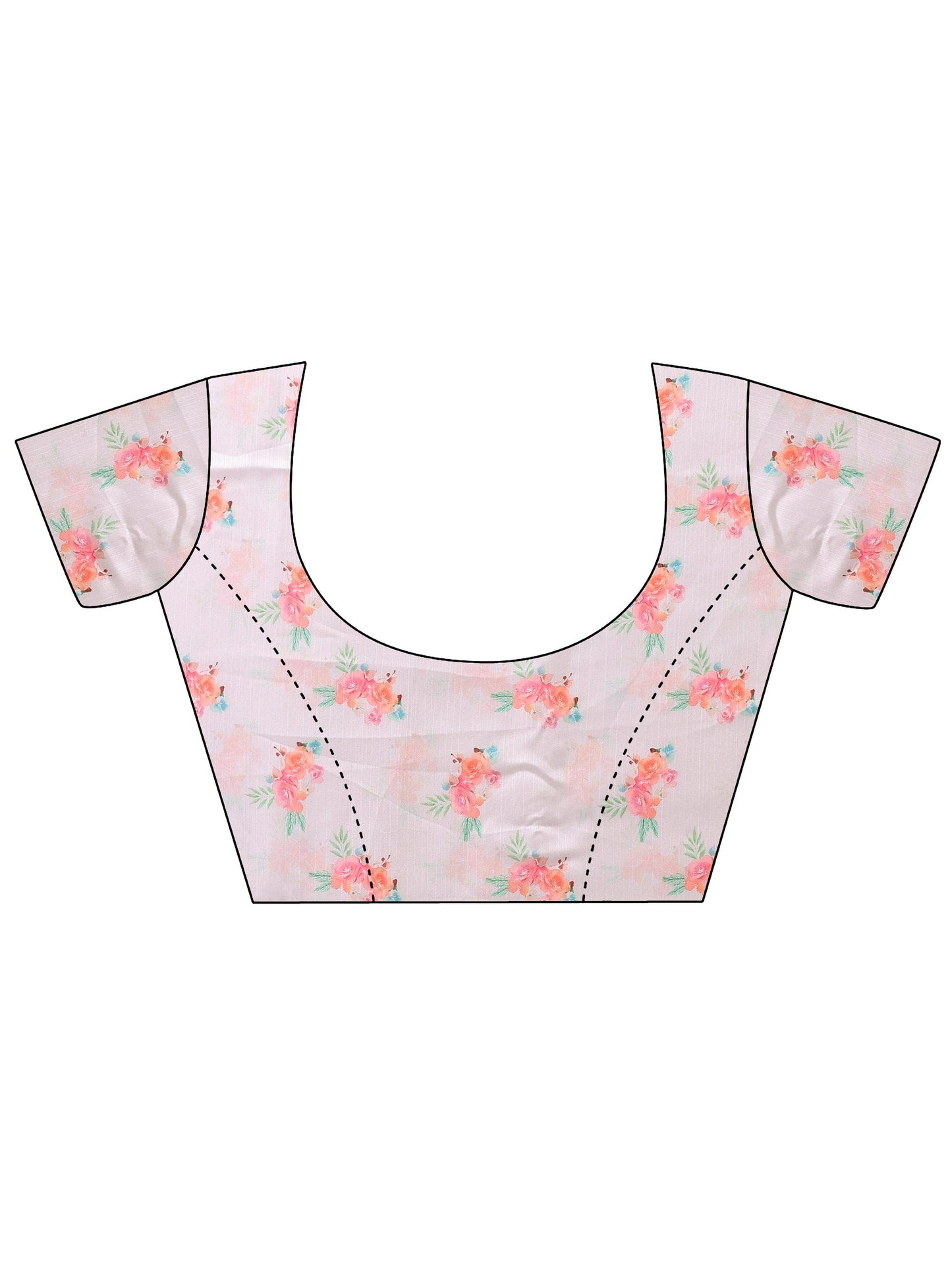 Cream Printed Crepe Saree With Unstitched Blouse Piece