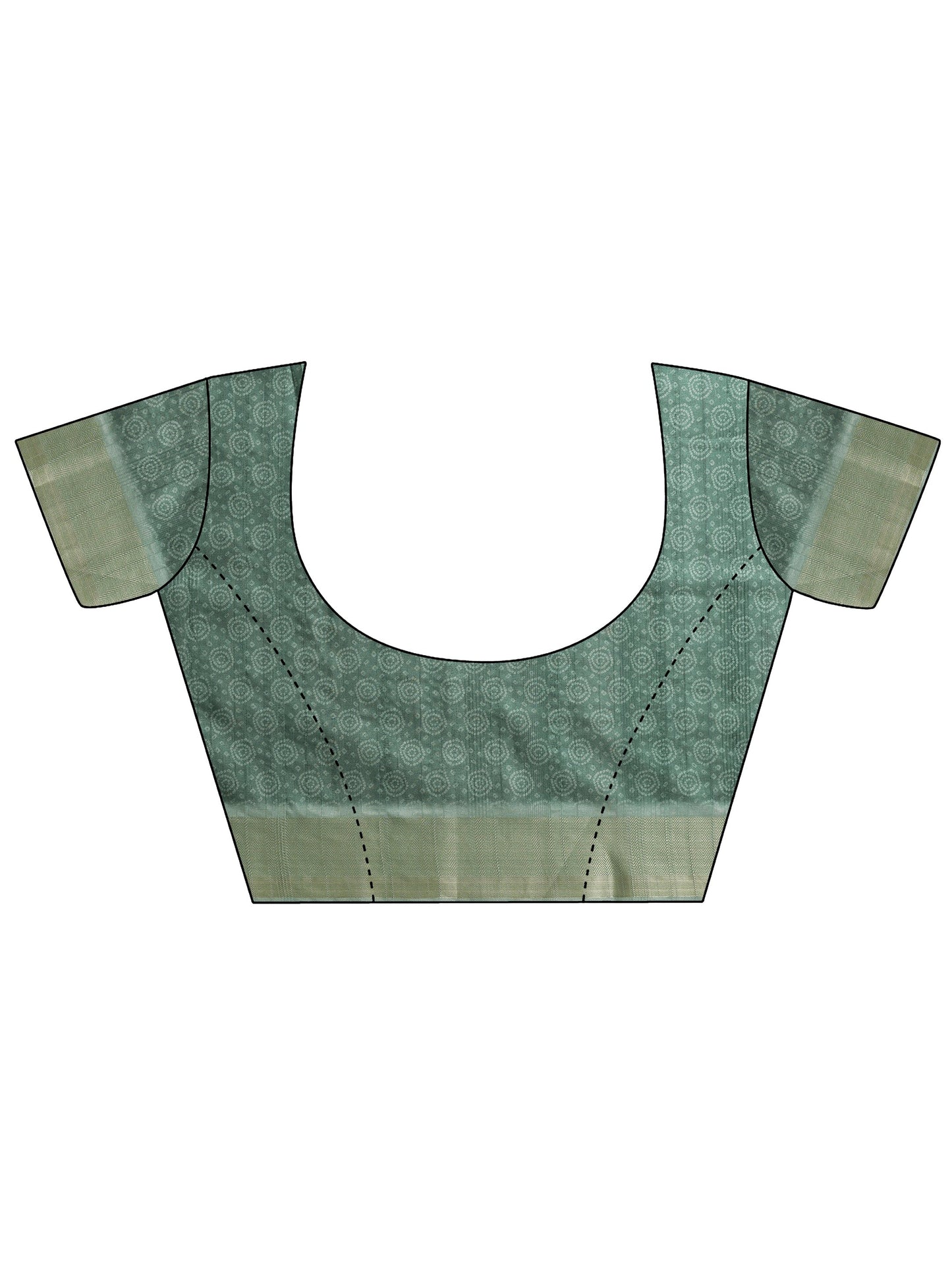 Green Printed Silk Blend Sarees With Unstitched Blouse Piece