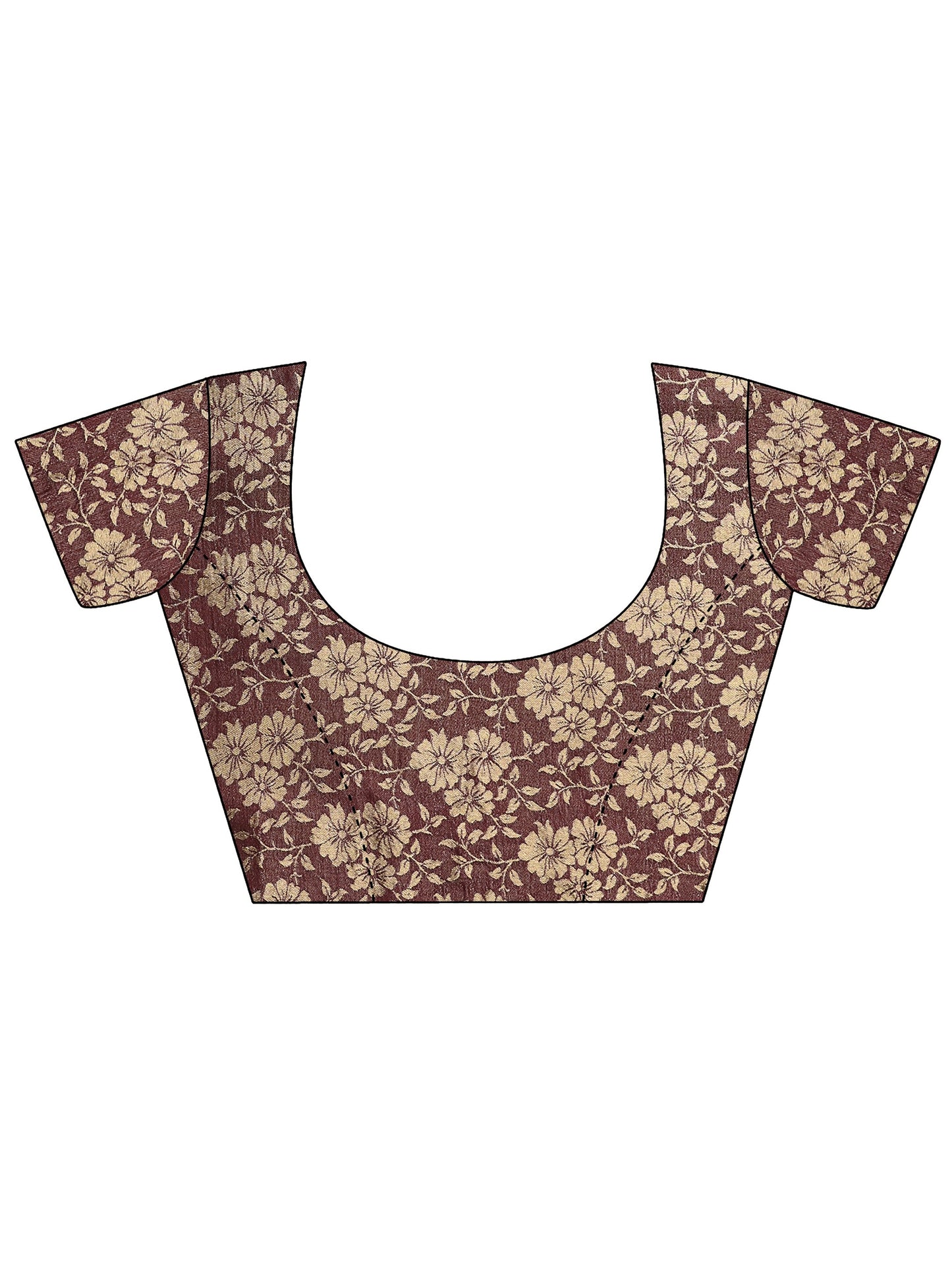 Wine Printed Chiffon Saree With Unstitched Blouse Piece