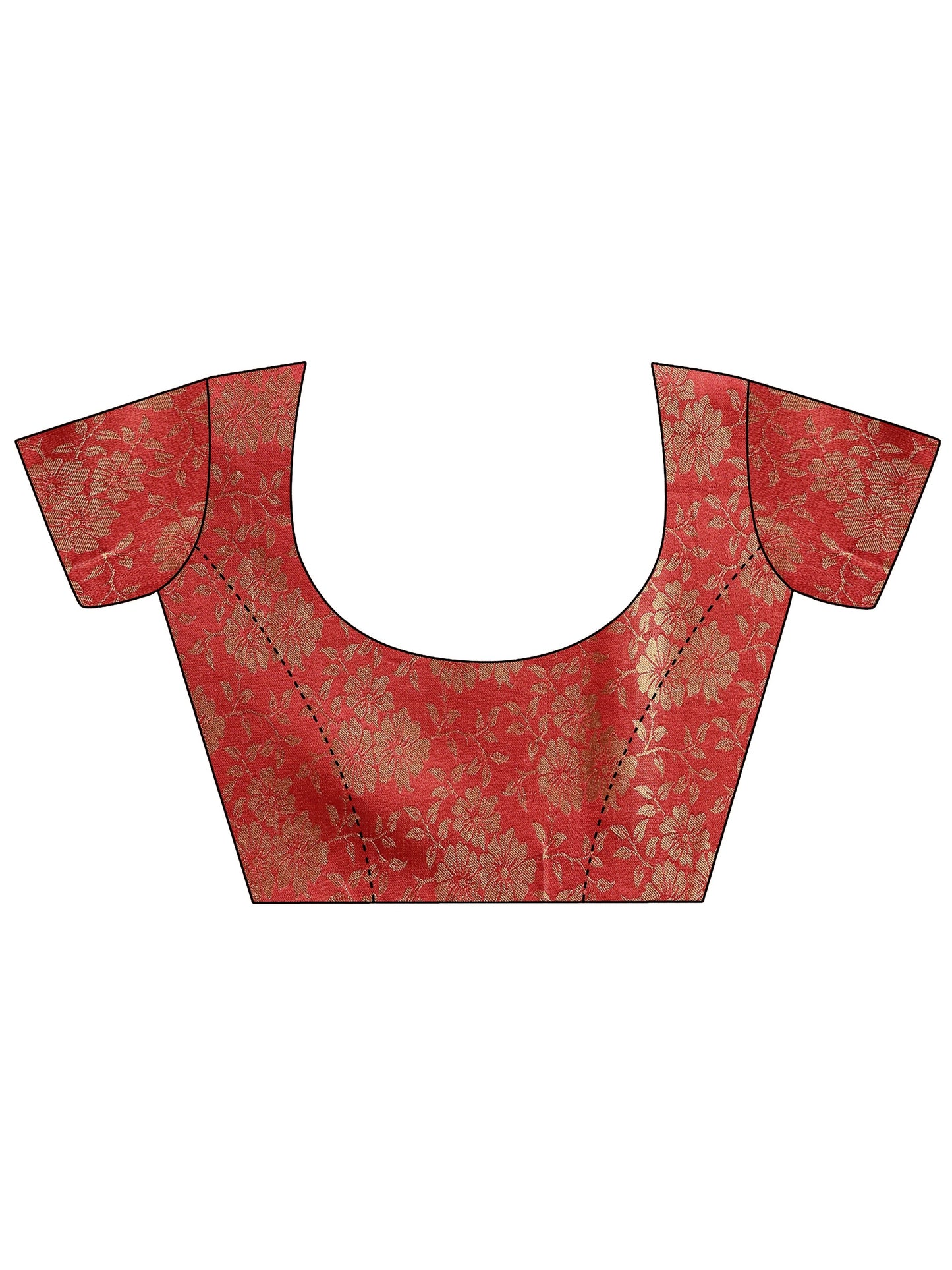 Red Printed Chiffon Saree With Unstitched Blouse Piece