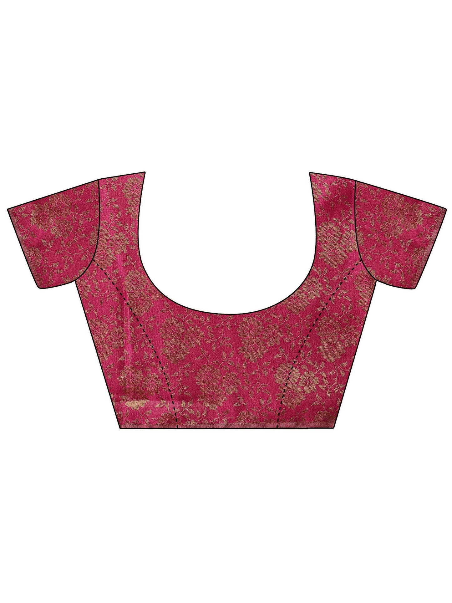 Pink Printed Chiffon Saree With Unstitched Blouse Piece