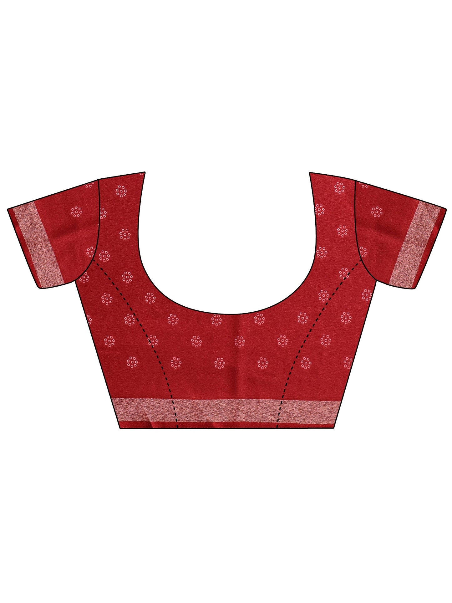 Red Bandhani Printed Georgette Saree With Unstitched Blouse Piece